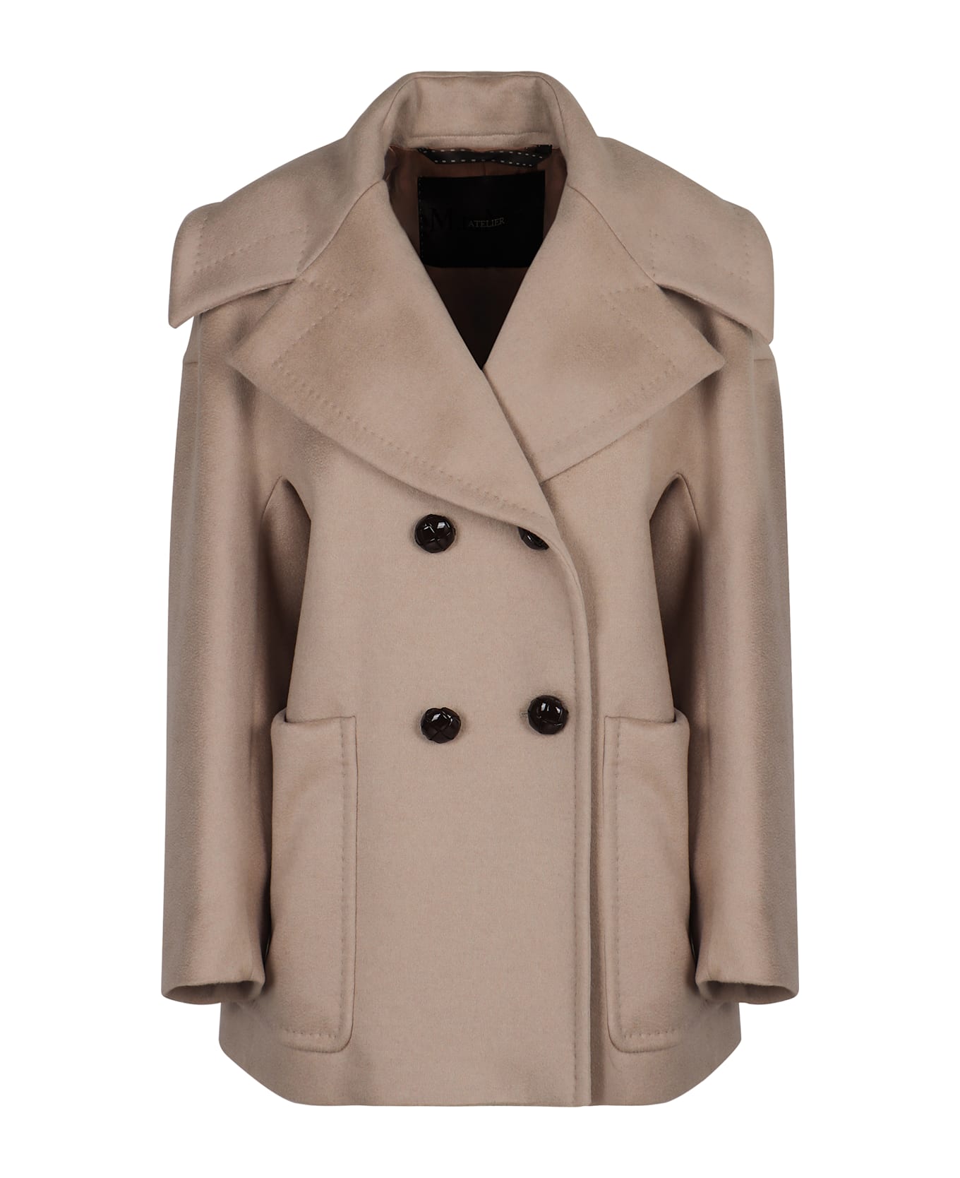 Max Mara Double-breasted Coat In Cashmere - Sand