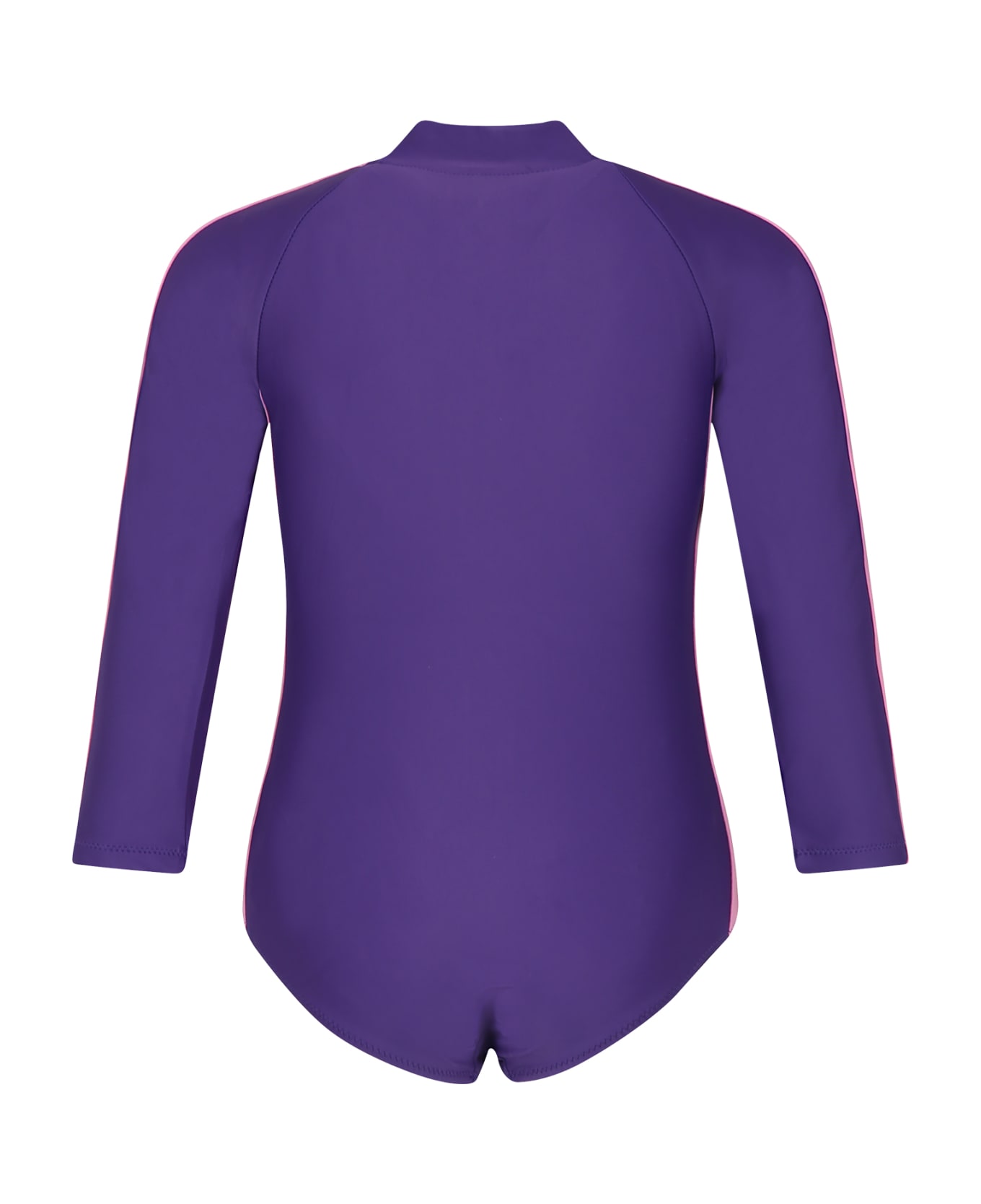 Mini Rodini Anti-uv Purple Swimsuit For Girl With Logo - Violet