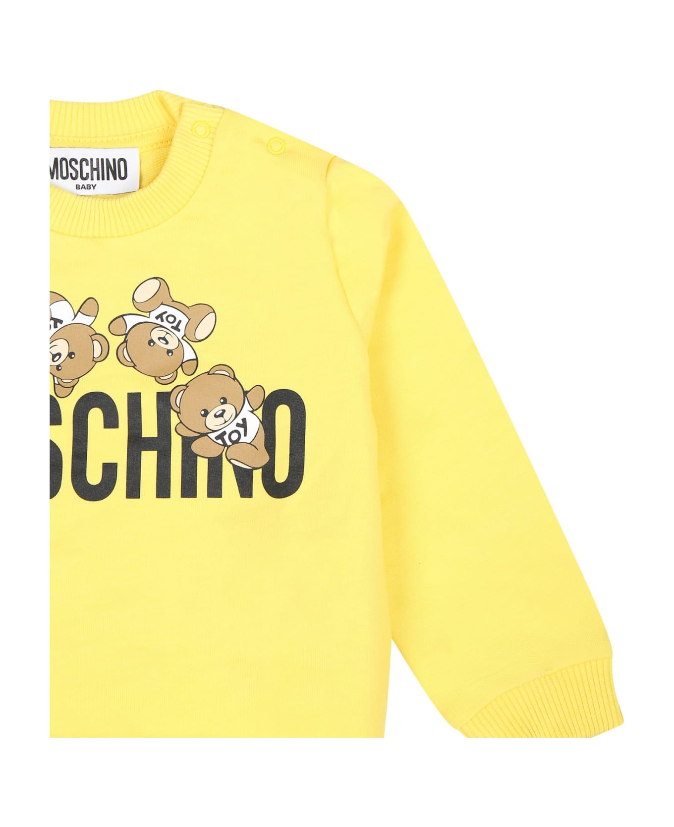 Moschino Yellow Sweatshirt For Babykids With Teddy Bear - Yellow ニットウェア＆スウェットシャツ