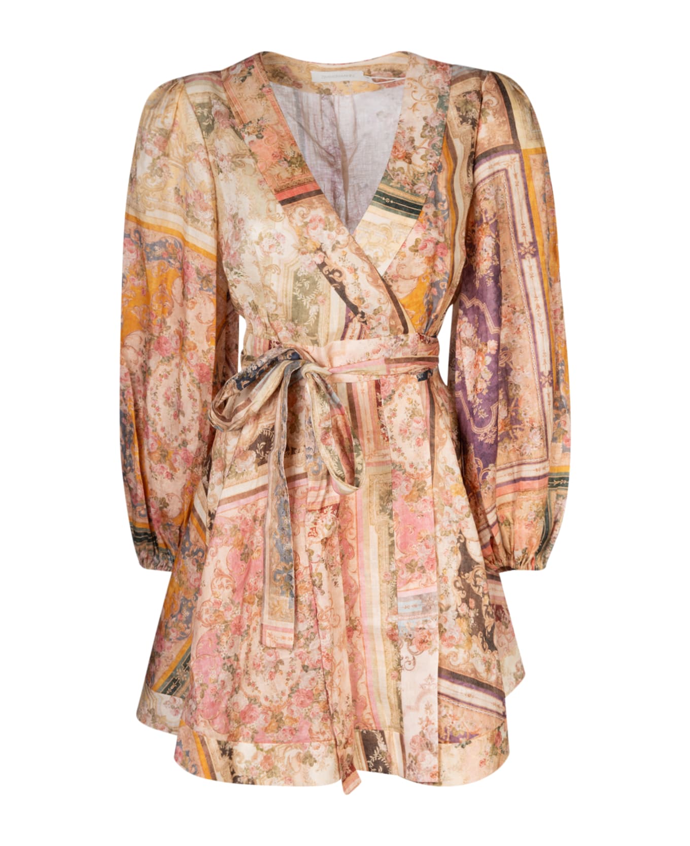 Zimmermann August Wrap Mini Dress - Patch Floral ワンピース＆ドレス
