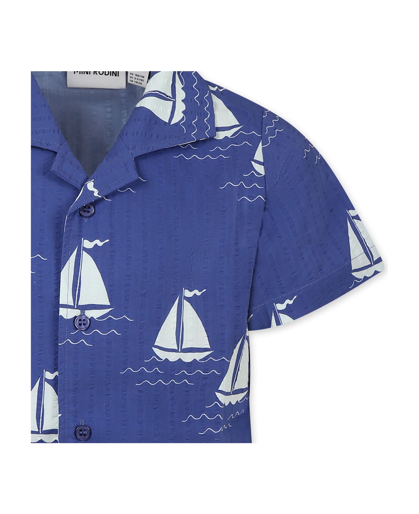 Mini Rodini Blue Shirt For Kids With Sailboats - Blue