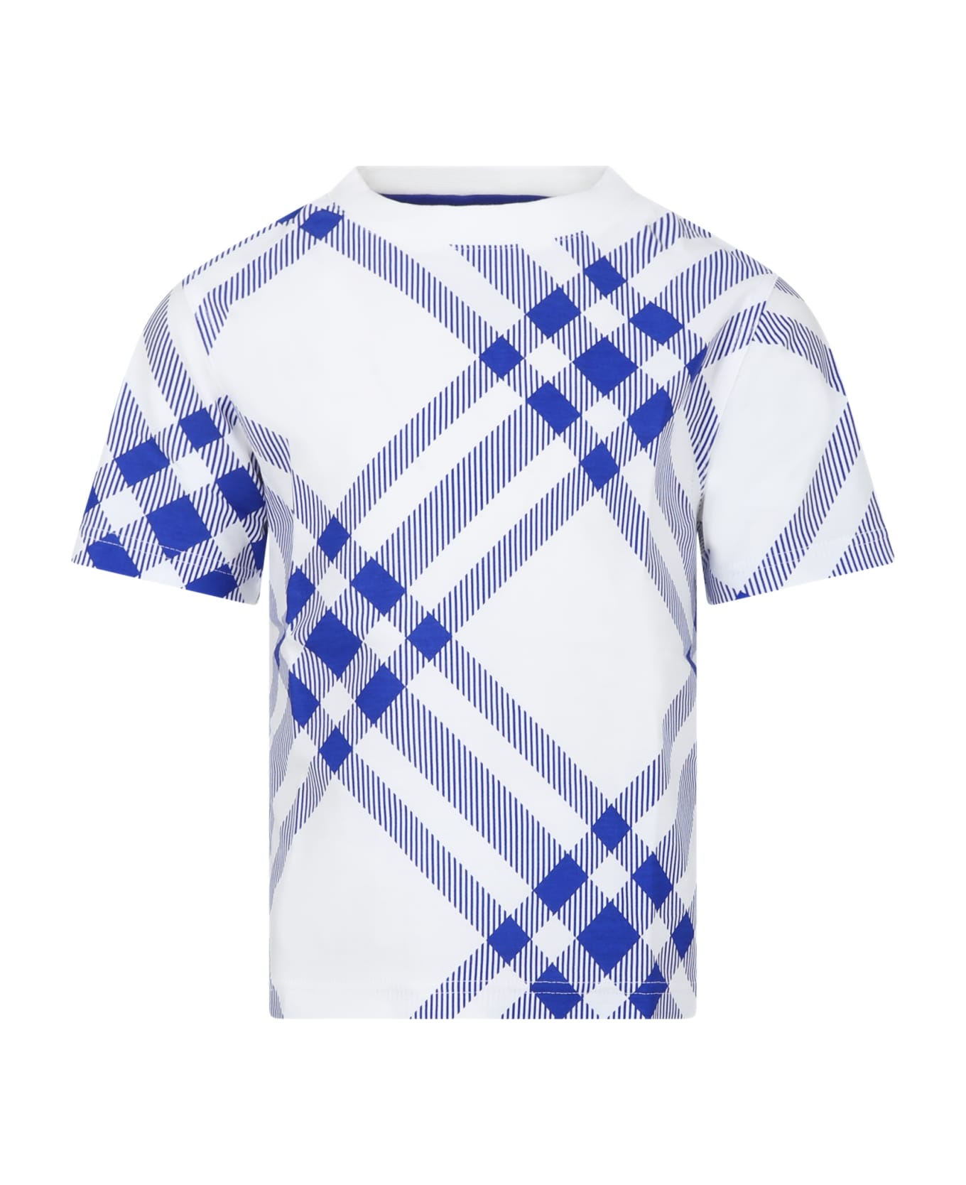 Burberry T-shirt Per Bambini Con Check All-over - Blue
