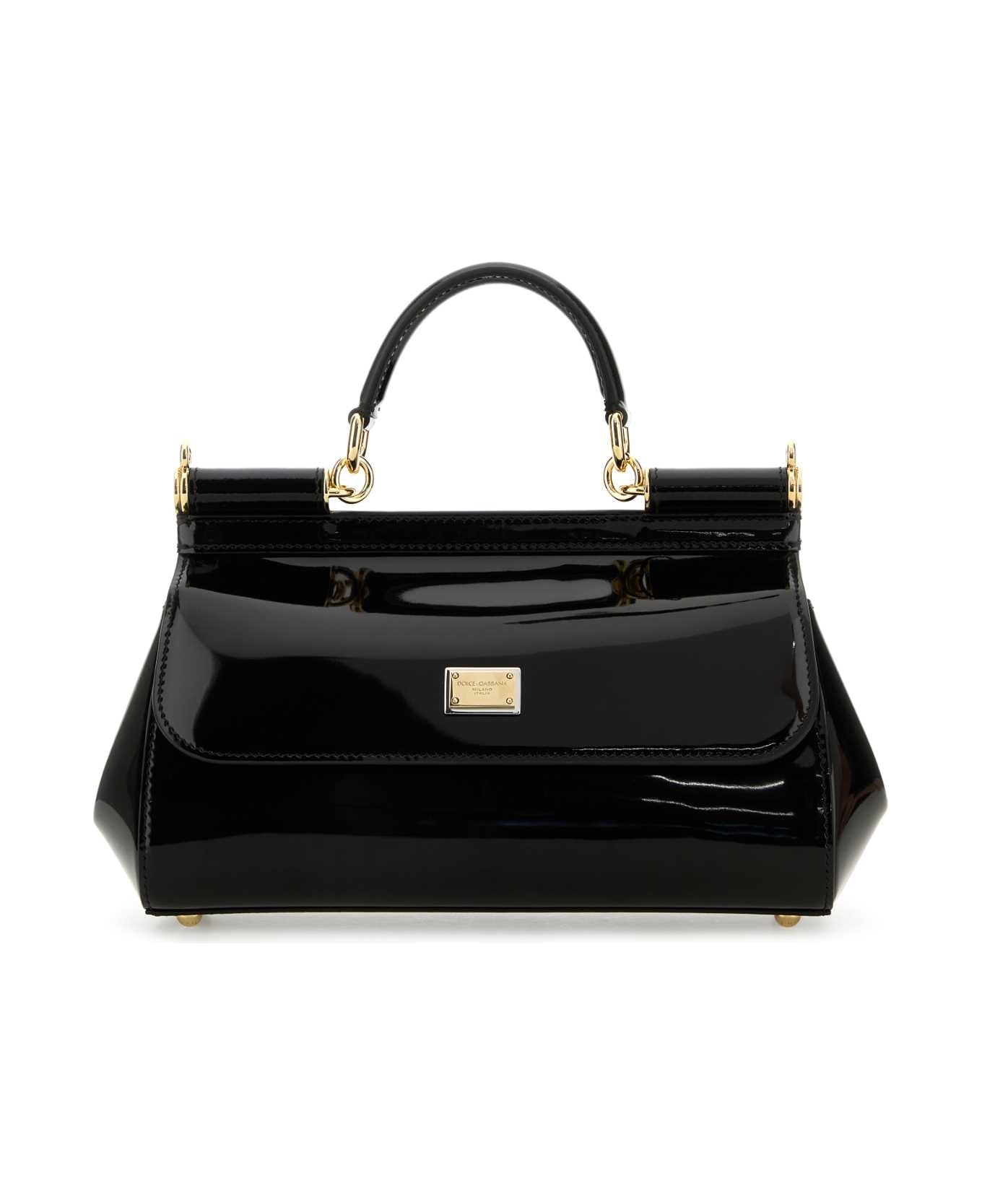 Dolce & Gabbana Black Leather Medium Sicily Handbag