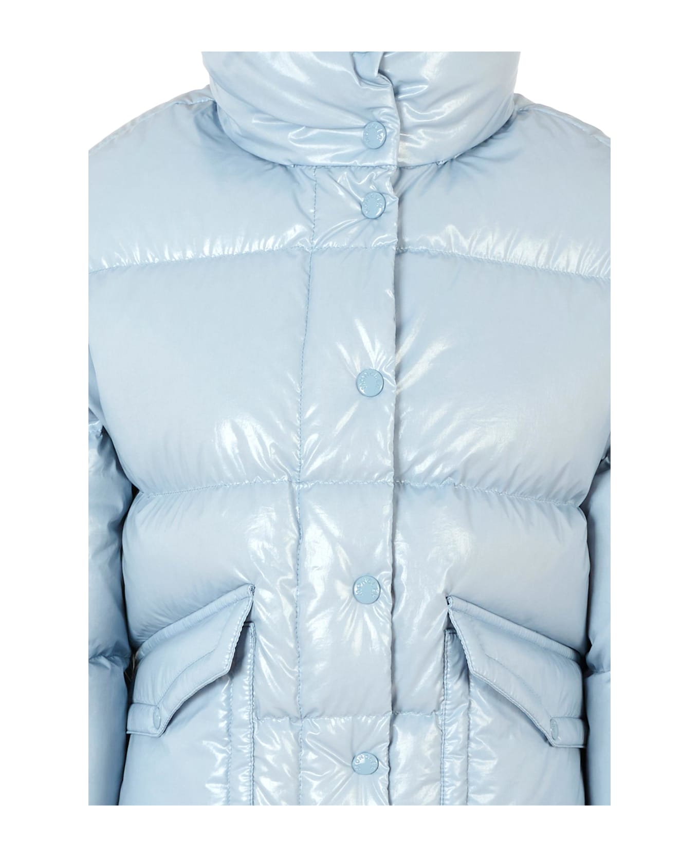 Moncler Blue Puivert Down Jacket For Girl With Logo - Light Blue