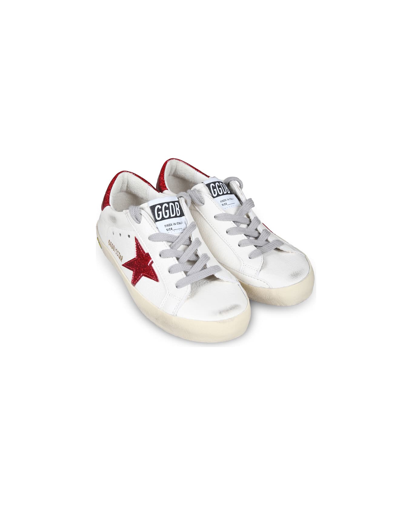 Golden Goose White Suepr Star Sneakers For Girl With Star - White