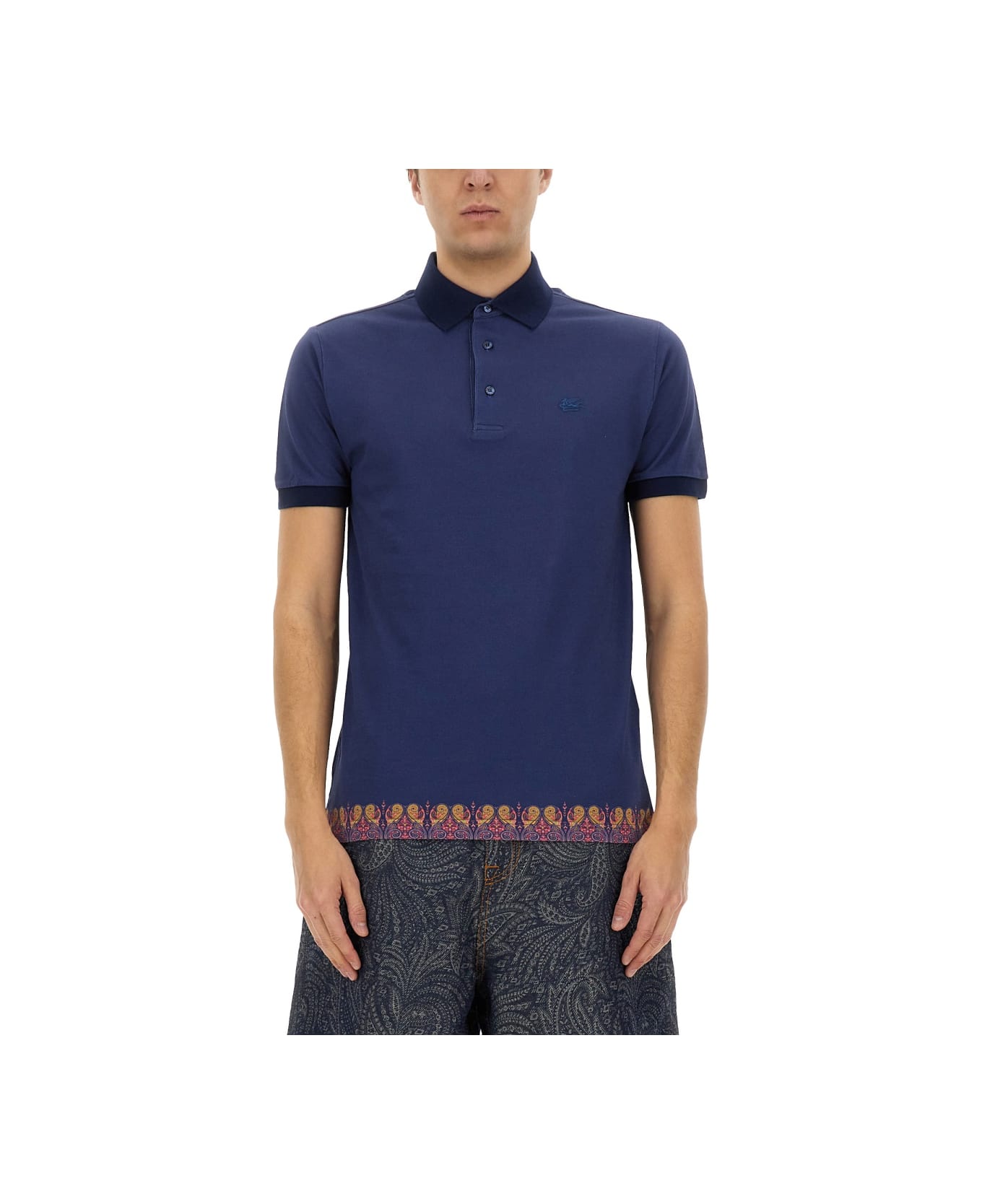 Etro Polo Shirt With Print - BLUE