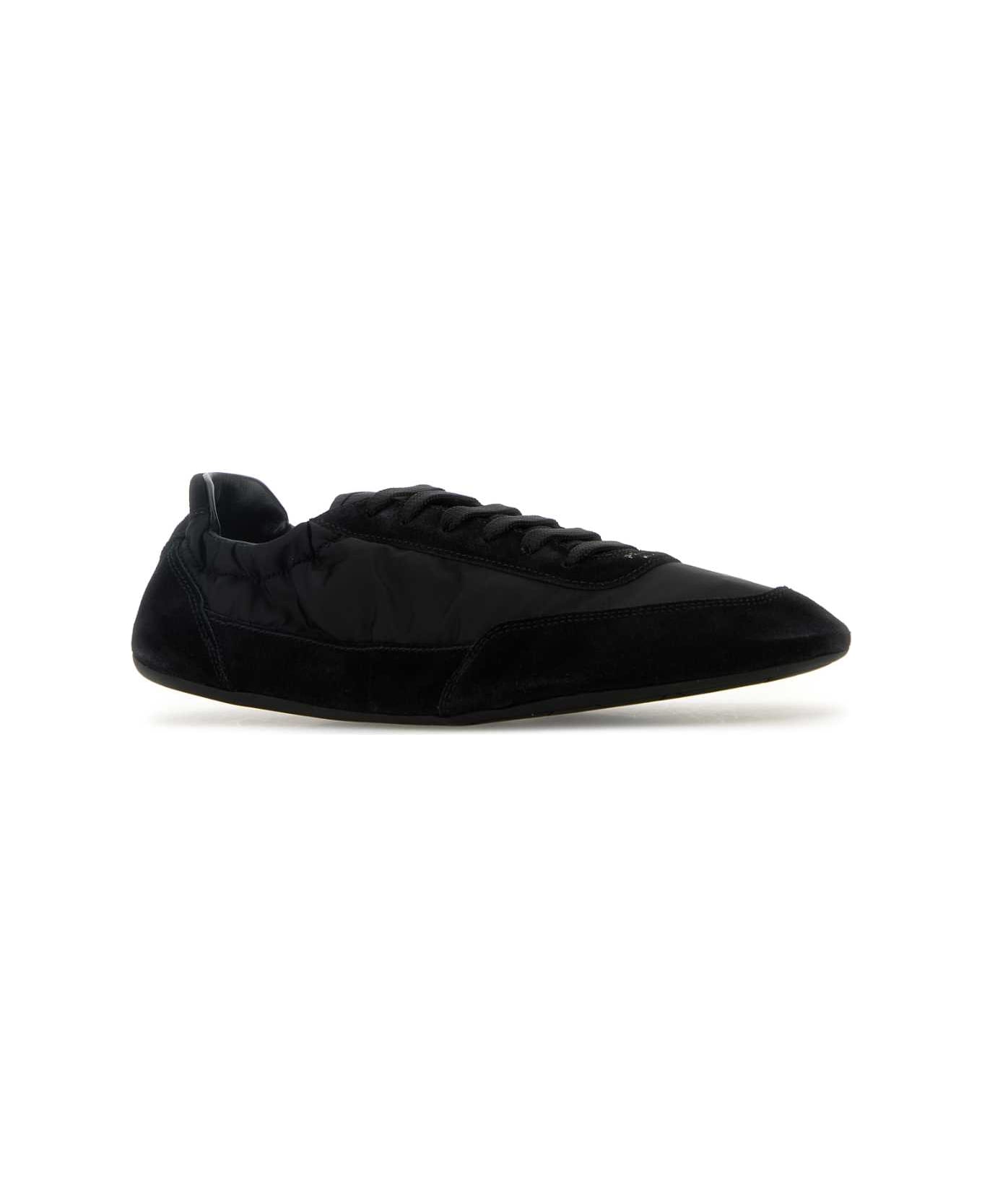 Prada Black Re-nylon And Suede Collapse Sneakers - NERO