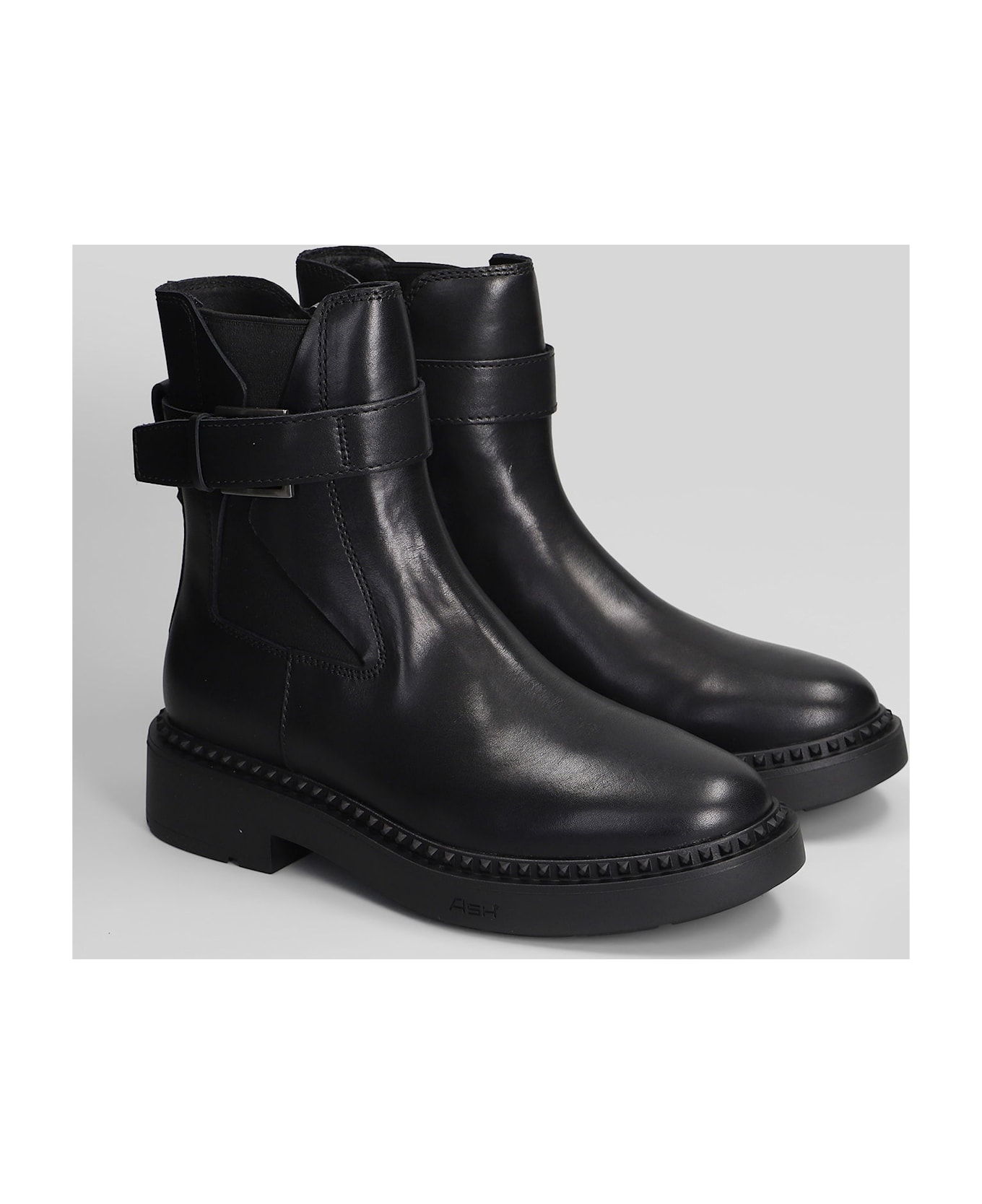 Ash Margot High Heels Ankle Boots In Black Leather - black