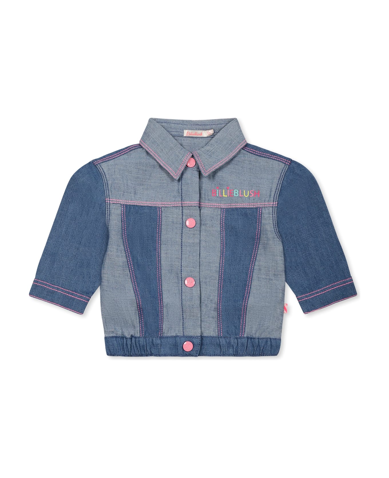Billieblush Denim Jacket For Baby Girl With Logo - Denim