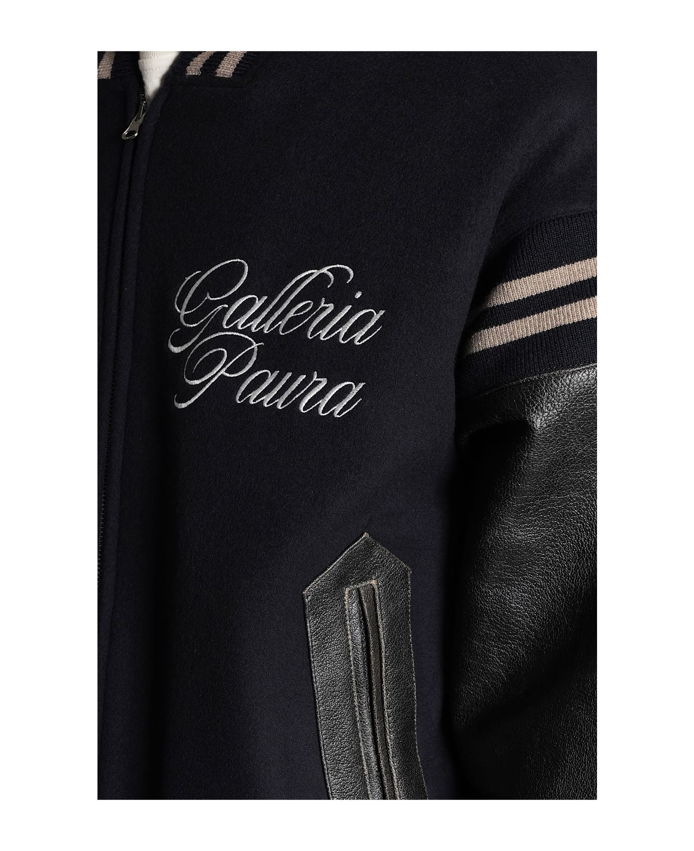 Paura Stan Bomber Bomber Jacket In Blue Wool - blue