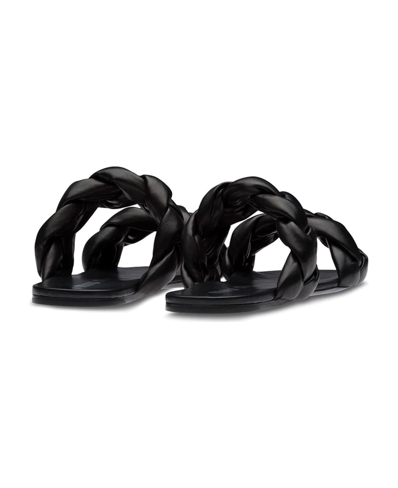 Miu Miu Leather Sandals - Black