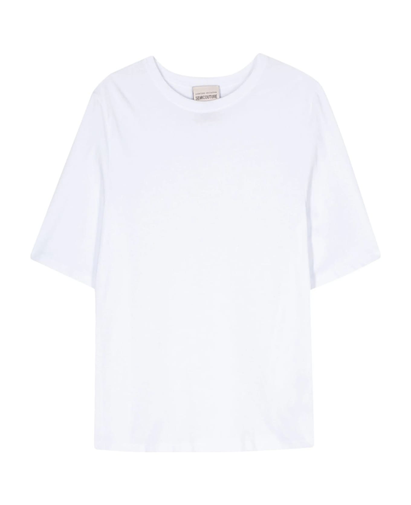 SEMICOUTURE White Cotton T-shirt - White