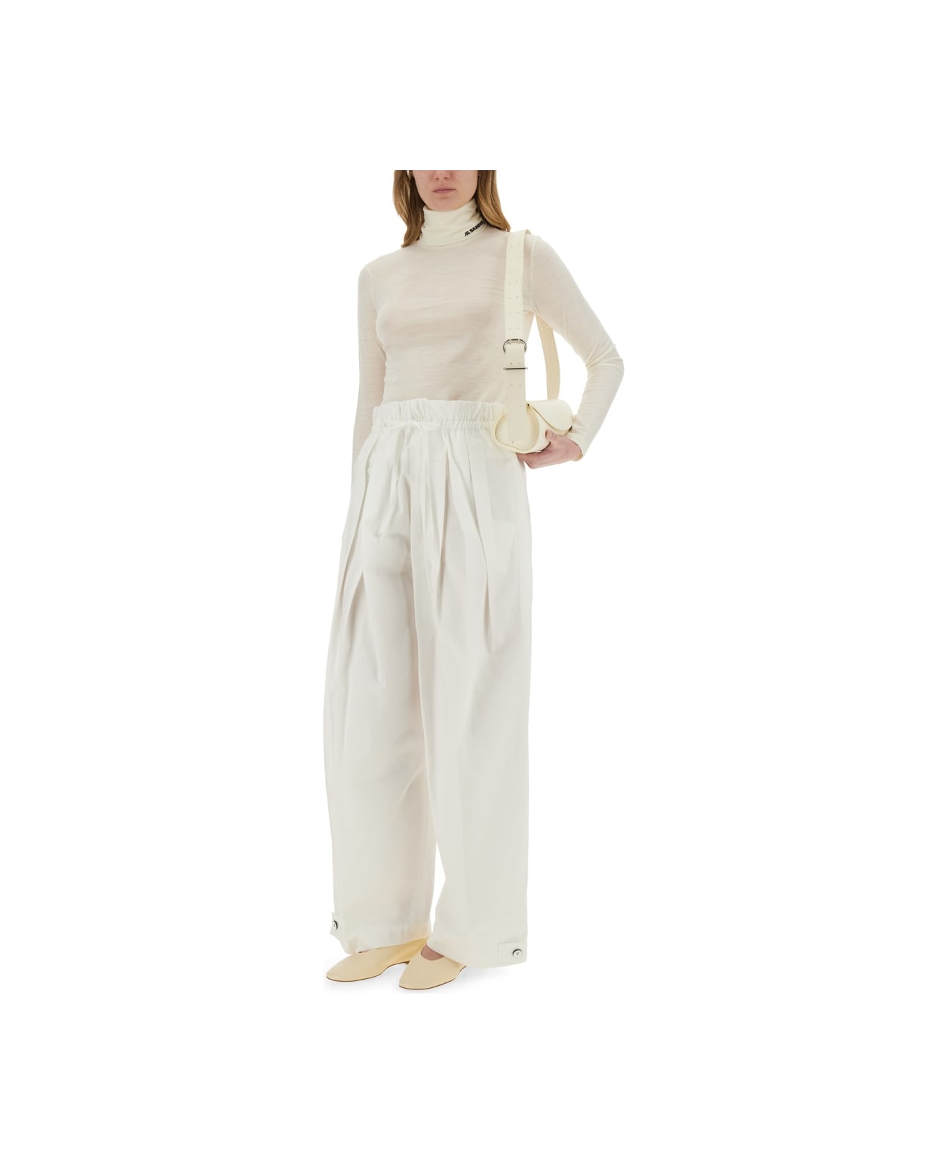 Jil Sander Wide Pants In Cotton Gabardine - WHITE