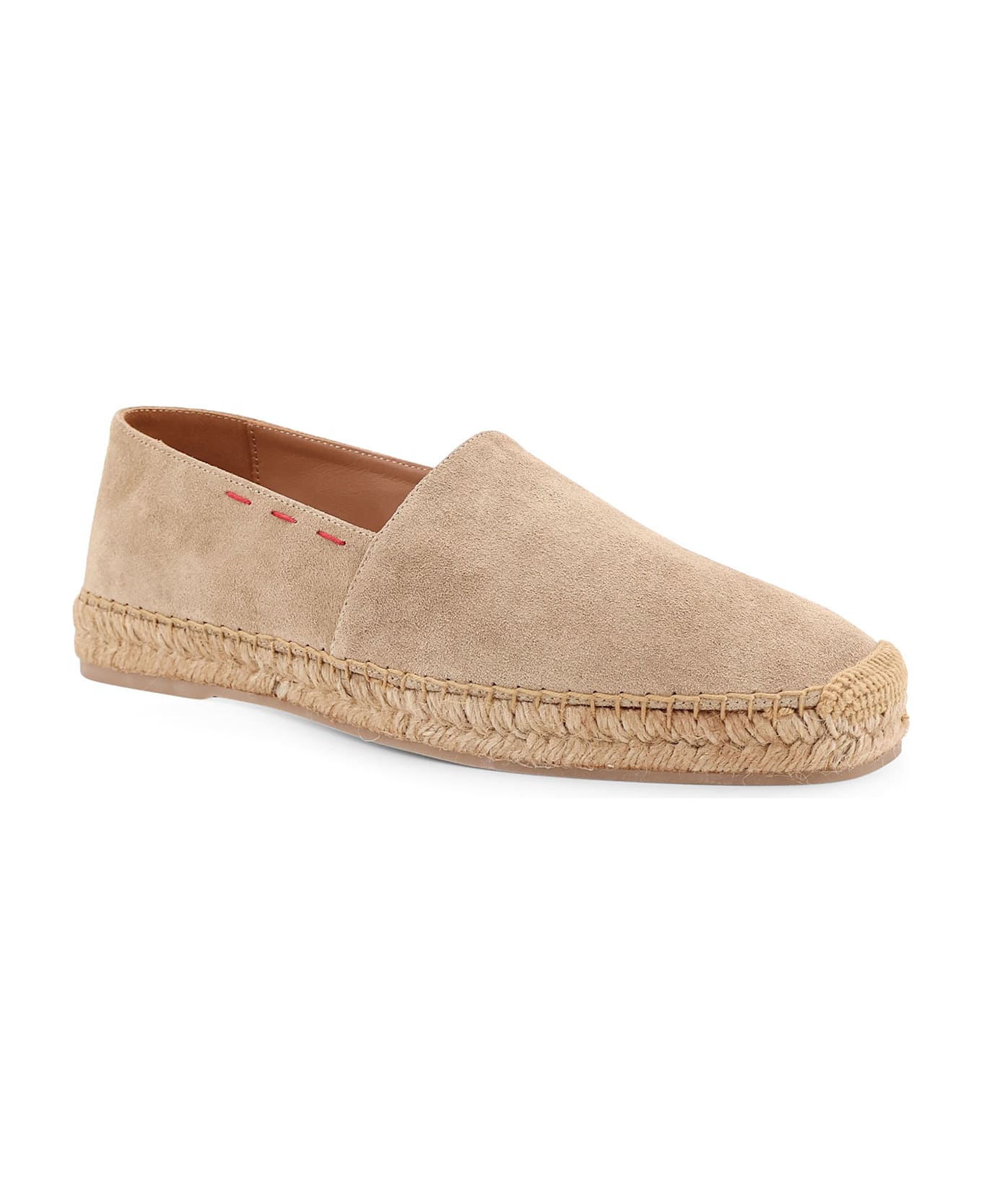 Kiton Suede Espadrillas With Contrasting Stitching - Beige