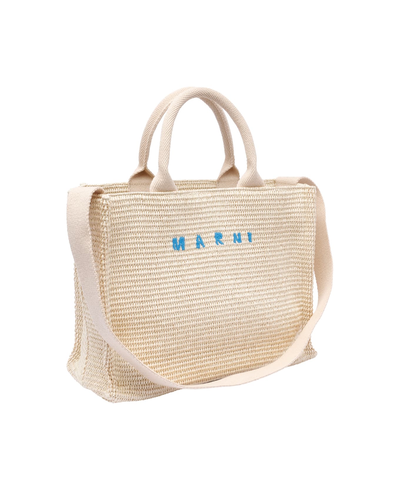 Marni Small Fabric Rafia Effect Shopping Bag - Beige