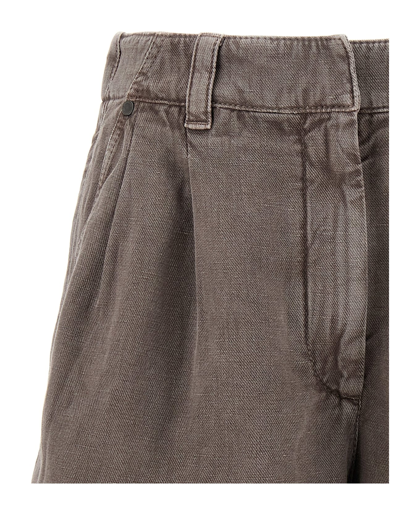 Brunello Cucinelli Linen Cotton Shorts - Brown