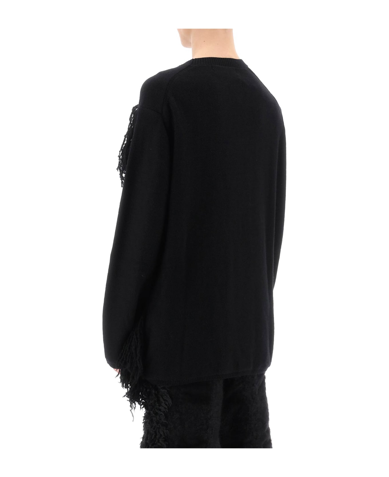 Comme Des Garçons Homme Plus Wool Sweater With Fringes - BLACK BLACK (Black)