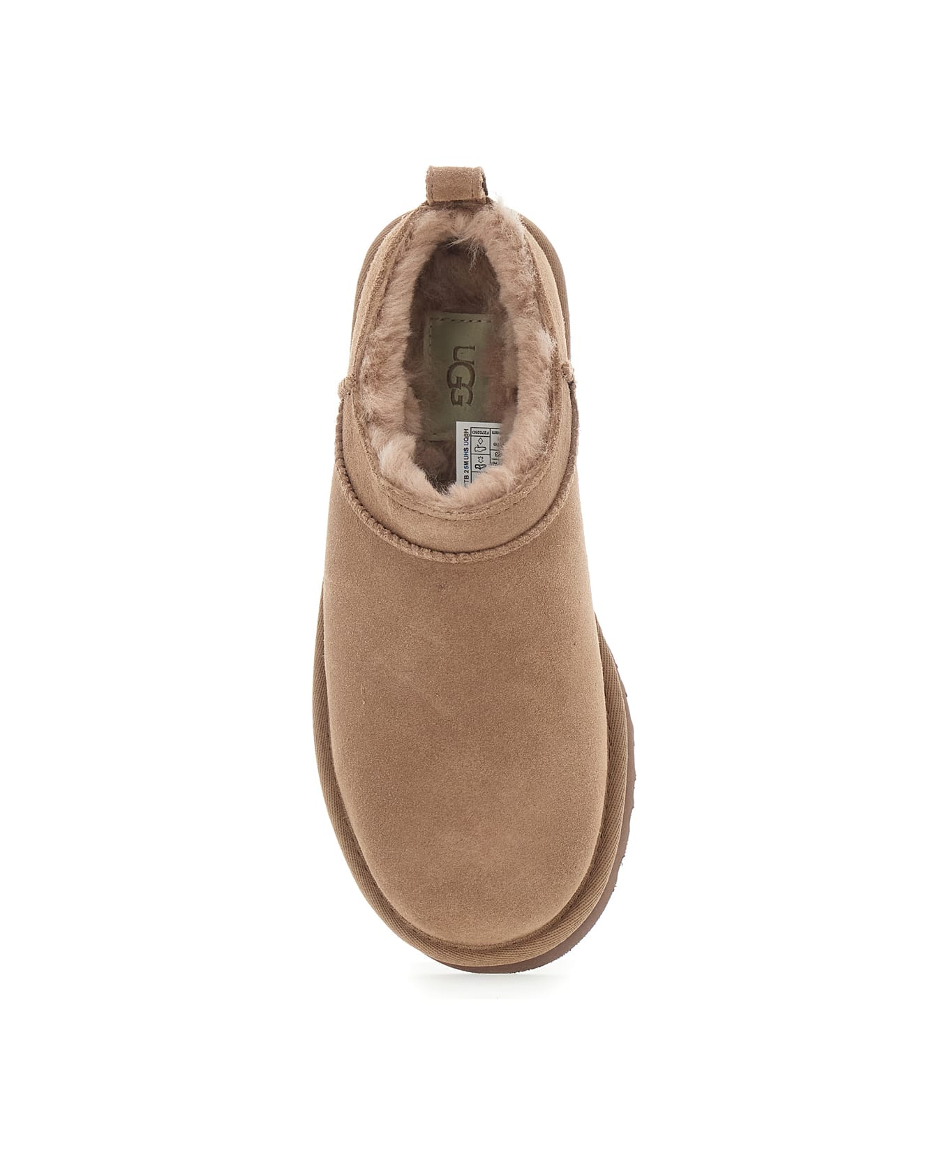 UGG Classic Micro Beige Ankle Boots With Logo Embossed In Suede Woman - Beige