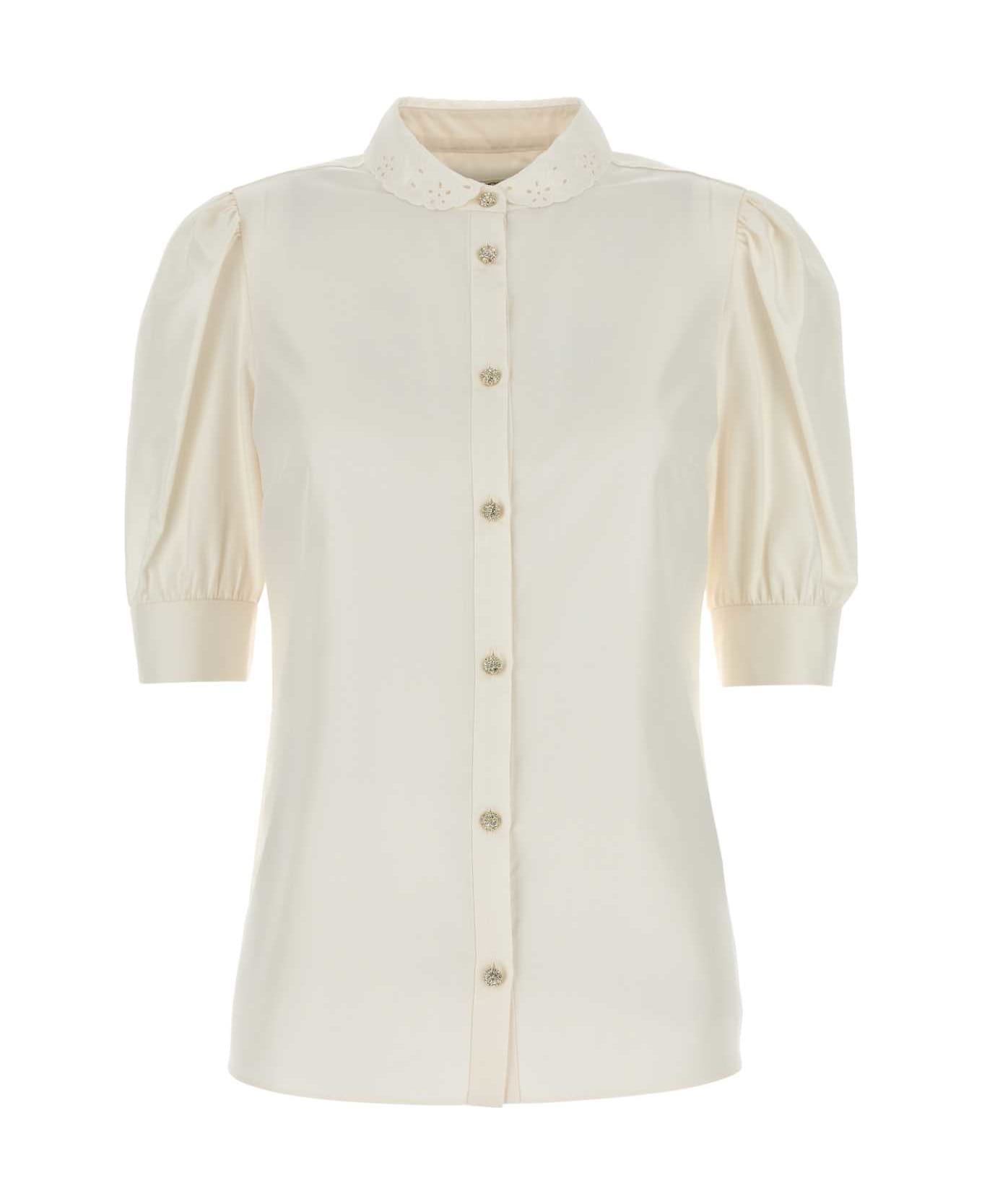 Alessandra Rich Ivory Satin Shirt - WHITE