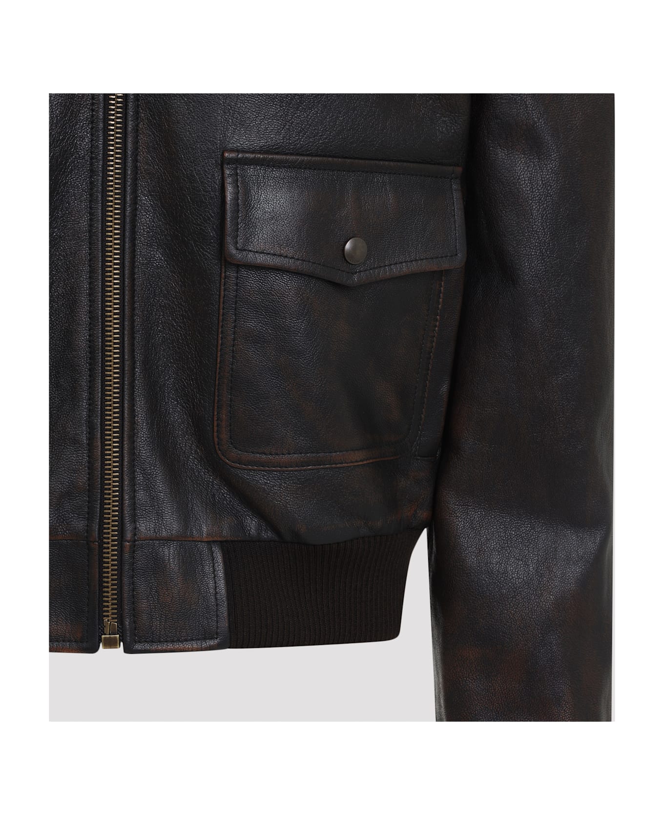 Celine Aviator Jacket - DARK BROWN / CREAM