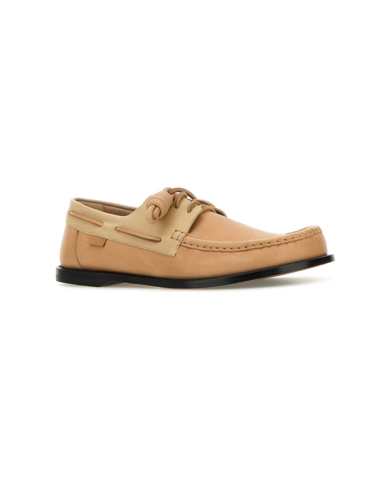 Loewe Peach Leather Campo Boat Loafers - SANDCINNAMON