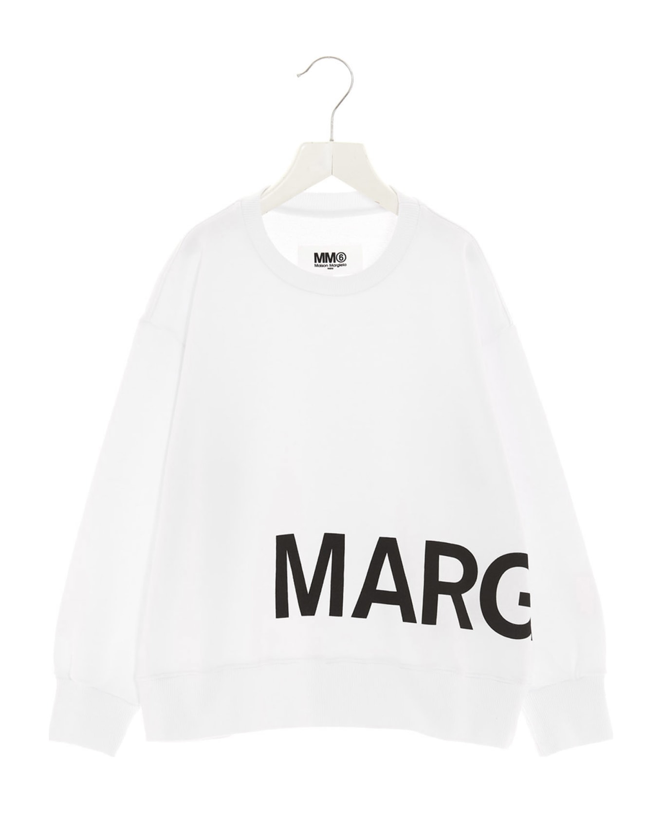 MM6 Maison Margiela Logo Print Sweatshirt - Bianco ニットウェア＆スウェットシャツ