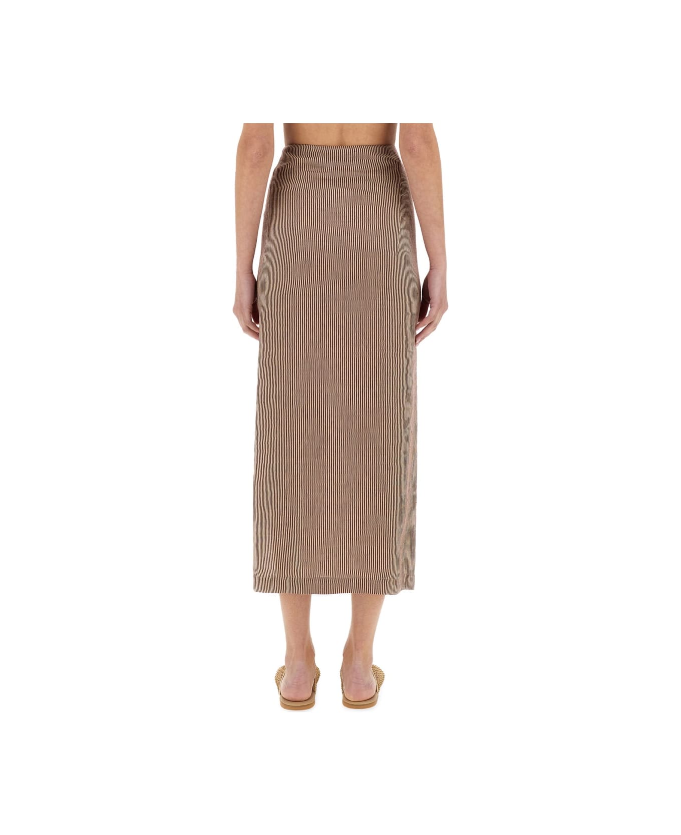 Alysi "micro Stripe" Longuette Skirt - BORDEAUX