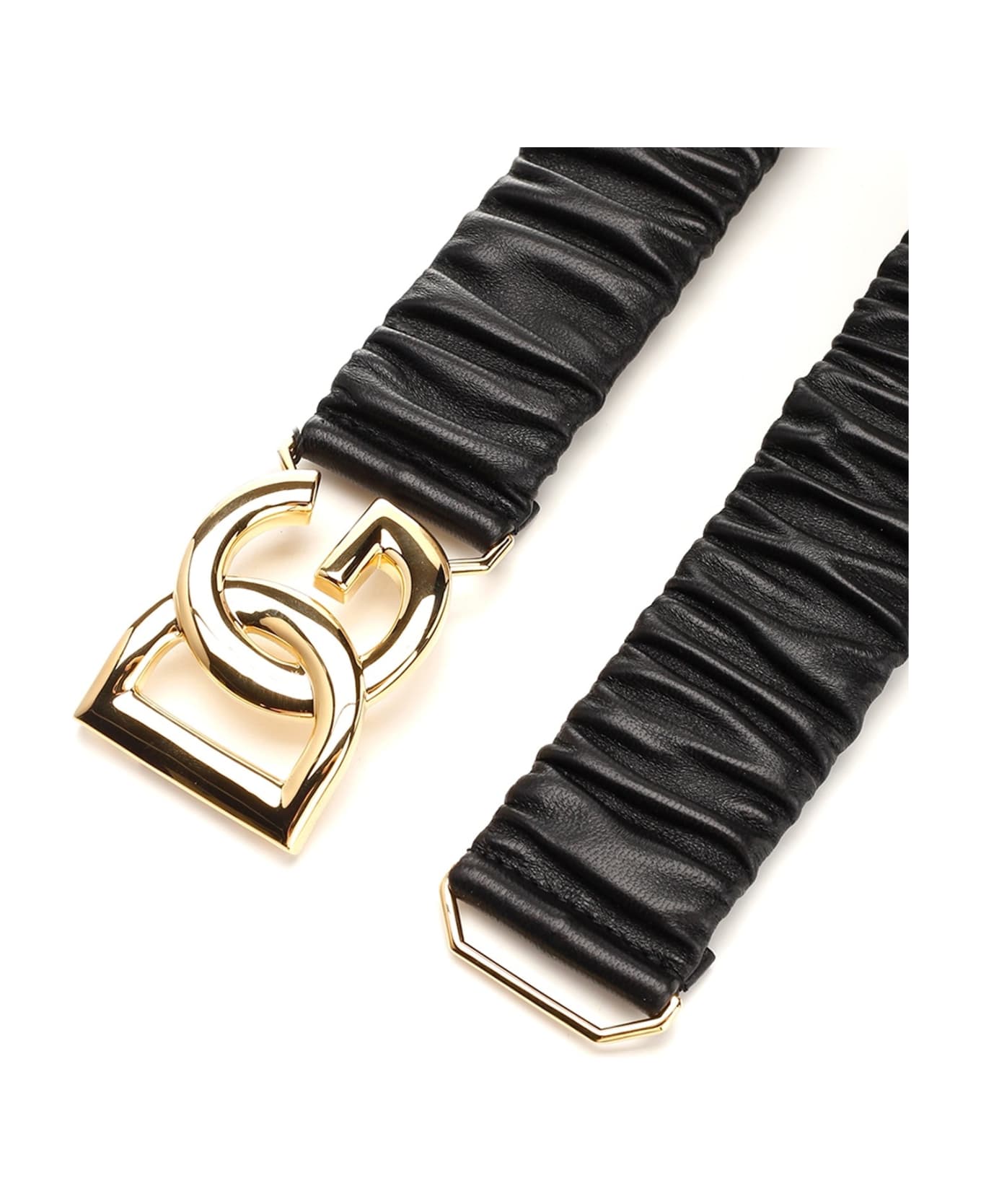Dolce & Gabbana Leather Logo Belt - Black