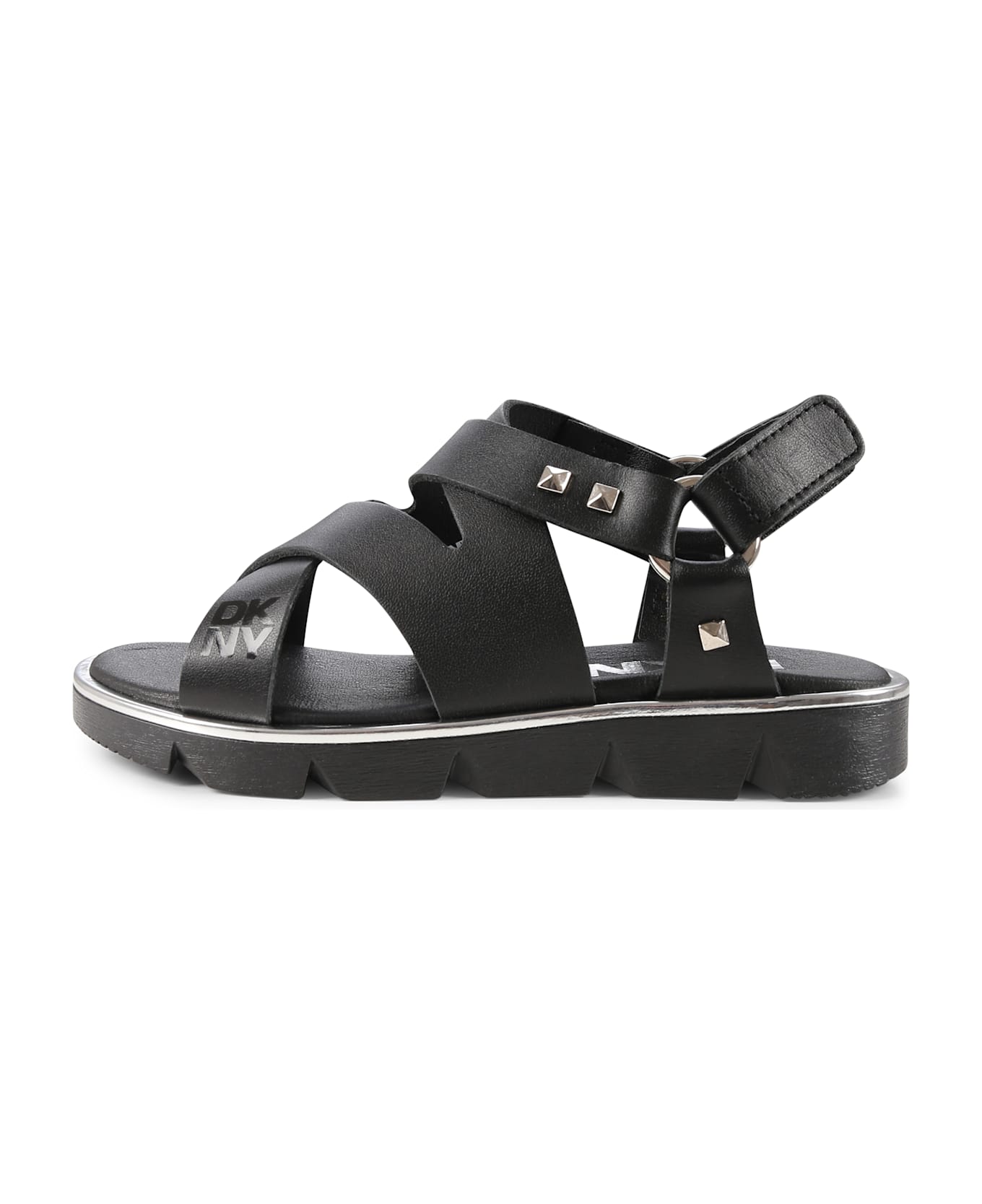 DKNY Black Sandals For Girl With Studs - Black