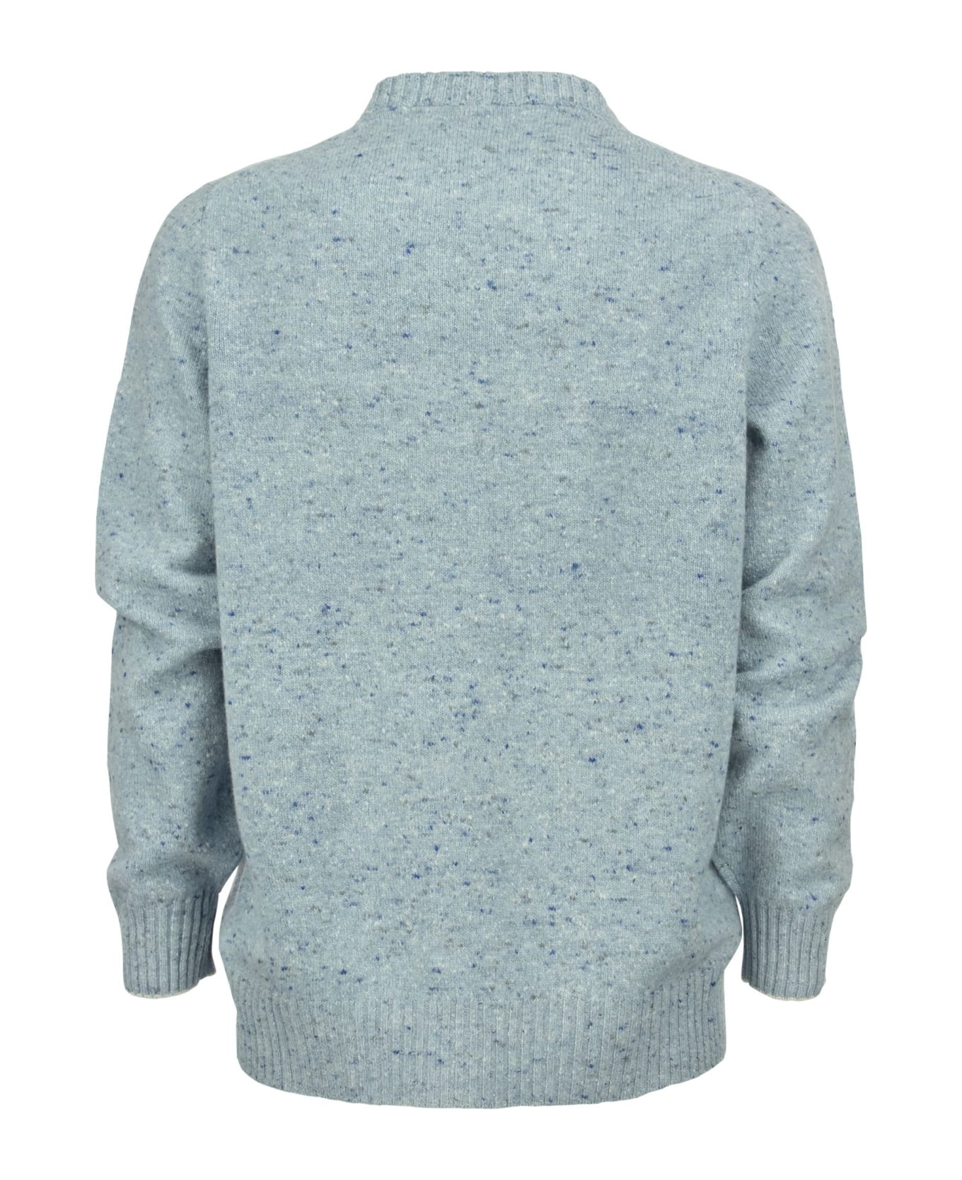 Brunello Cucinelli Crew-neck Sweater In Wool And Cashmere Mix - Light Blue ニットウェア