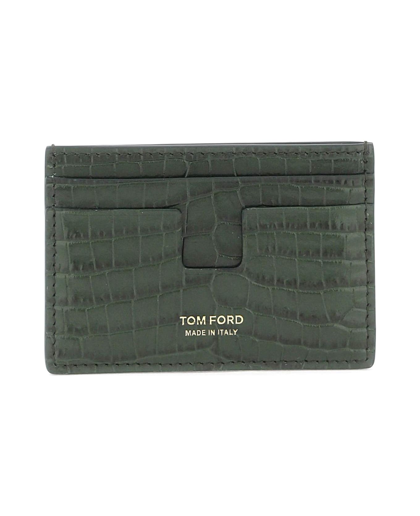 Tom Ford 4 Slots Crocodile Green Wallet - RIFLE GREEN (Green)