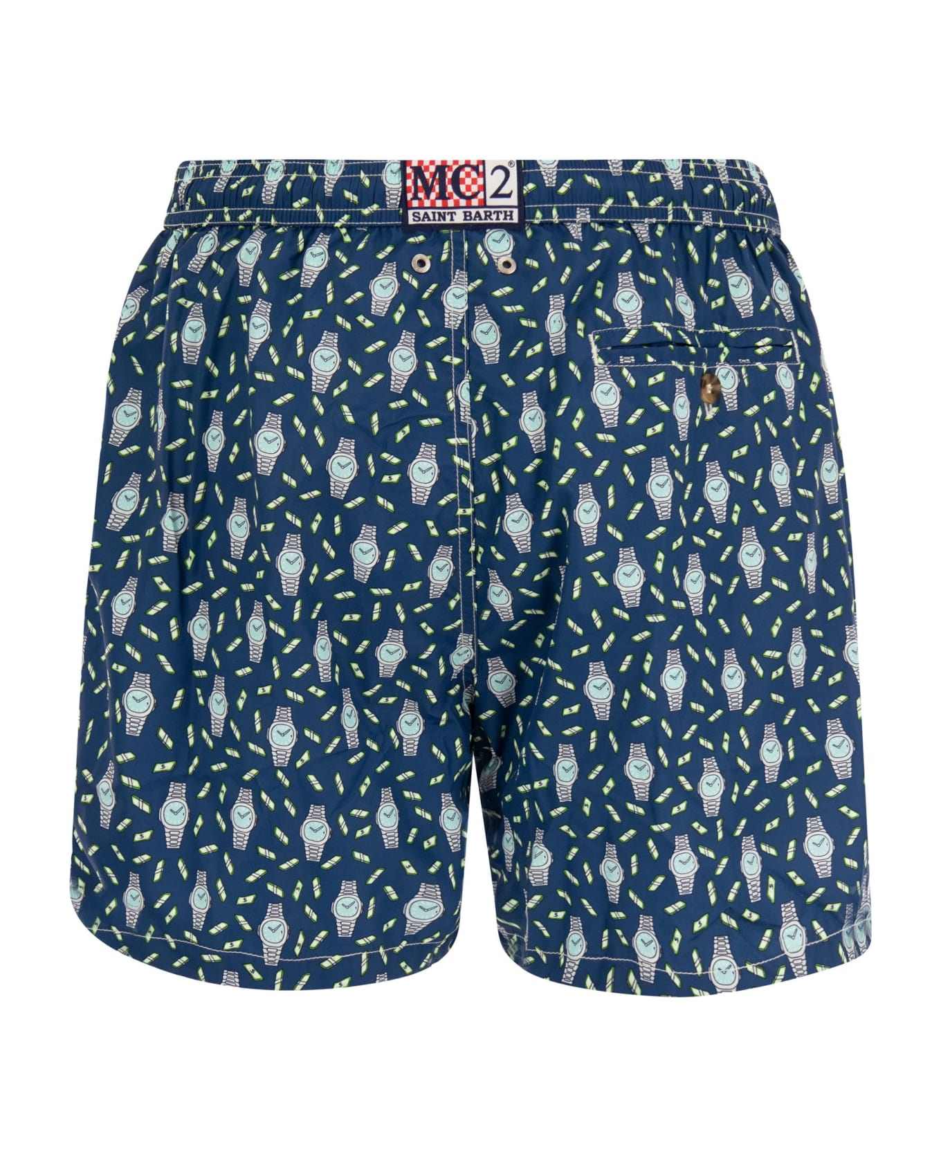 MC2 Saint Barth Lightweight Fabric Swim Boxer Shorts With Print - Blue