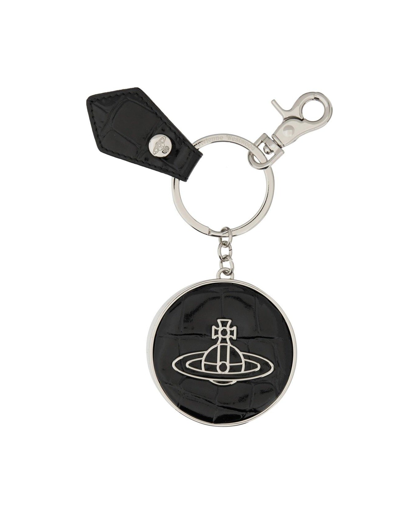 Vivienne Westwood Logo Patch Embossed Keyring - BLACK