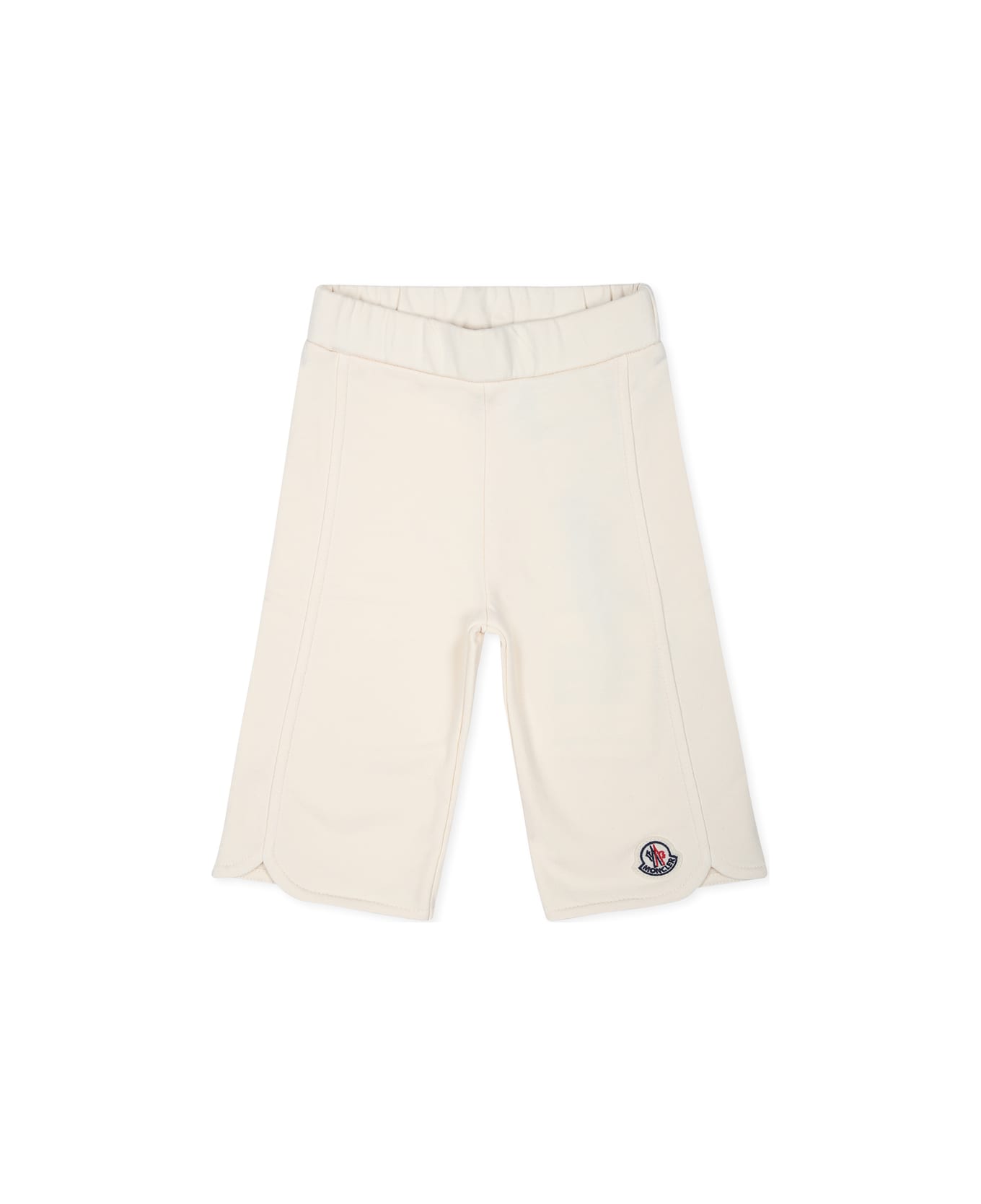 Moncler Ivory Pants For Baby Girl With Logo Patch - Ivory