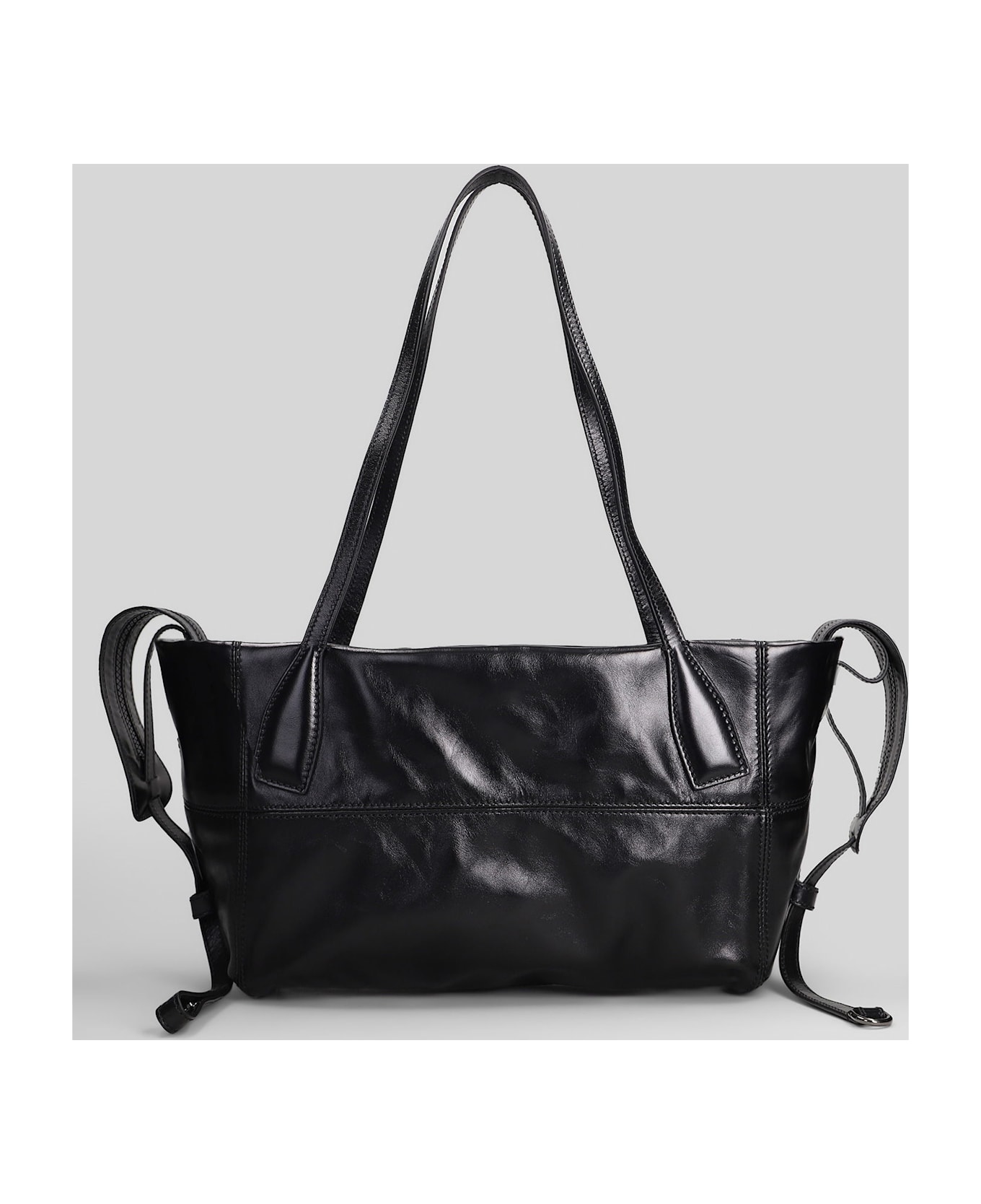 Balmain Track Zip Small Tote In Black Leather - black
