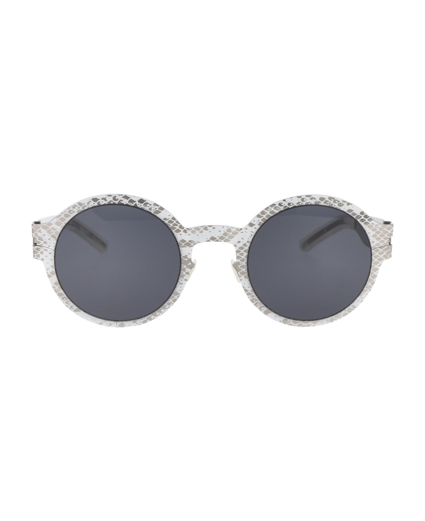 Mykita Mmtransfer003 Sunglasses - 241 Silver White Python Dark Grey Solid