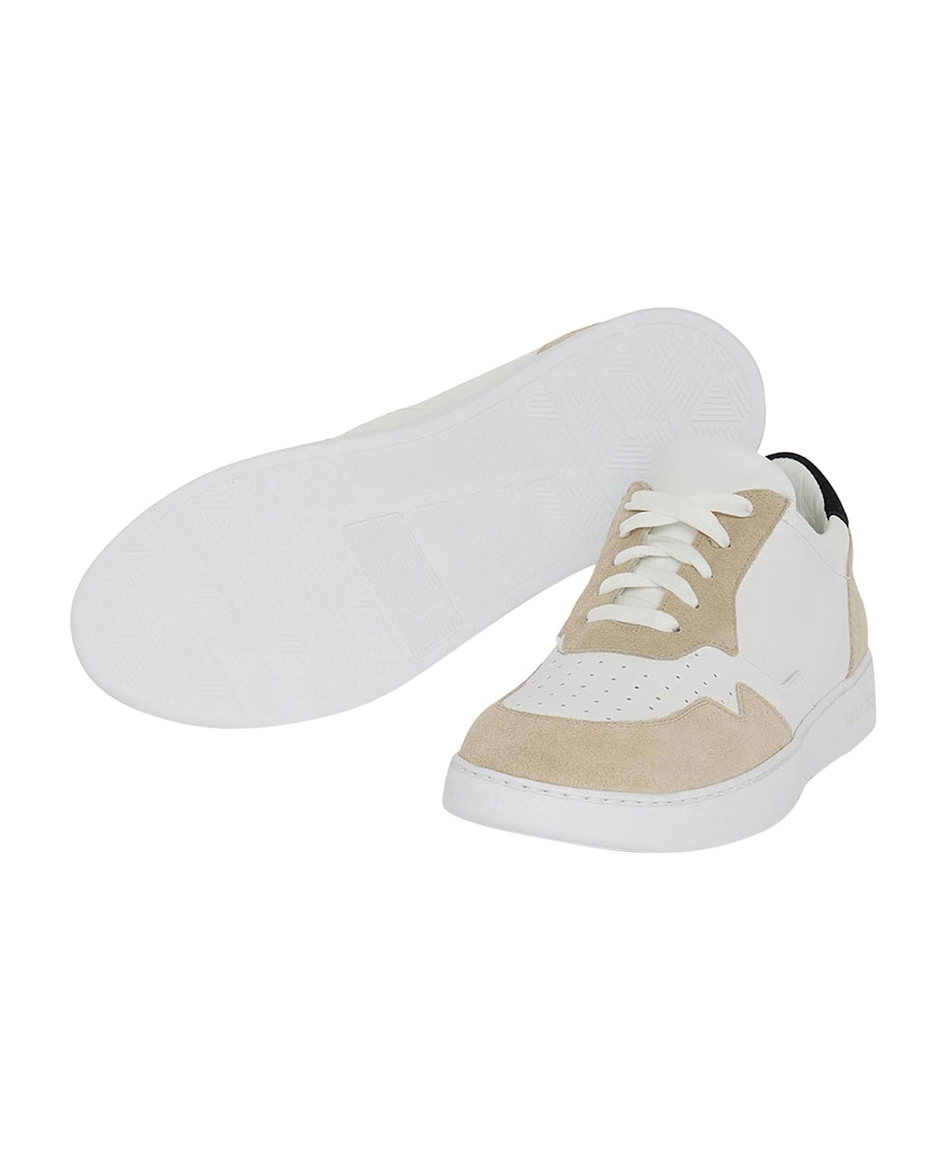 Kiton Sneakers Calfskin - WHITE/BLACK