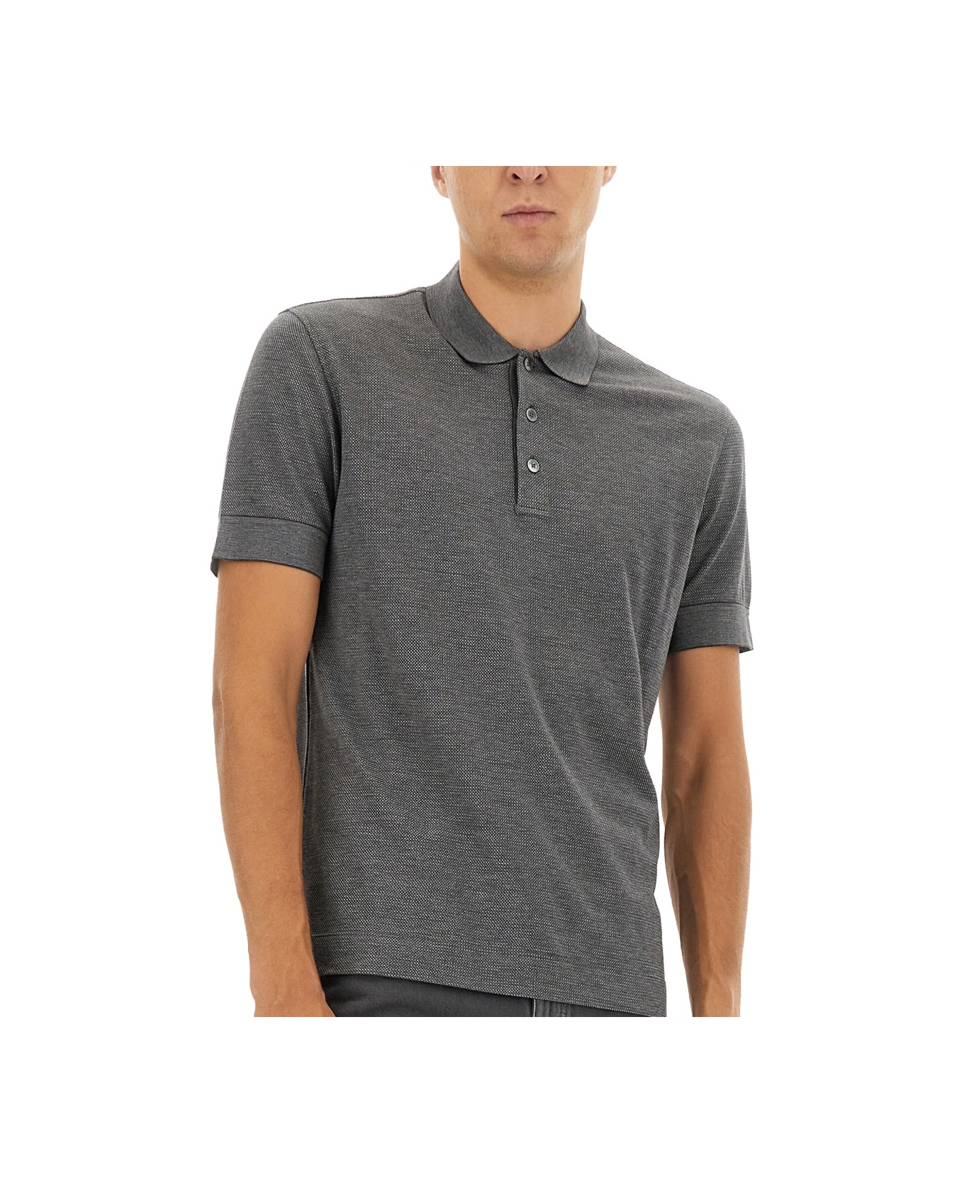 Zegna Cotton Blend Polo Shirt - GREY