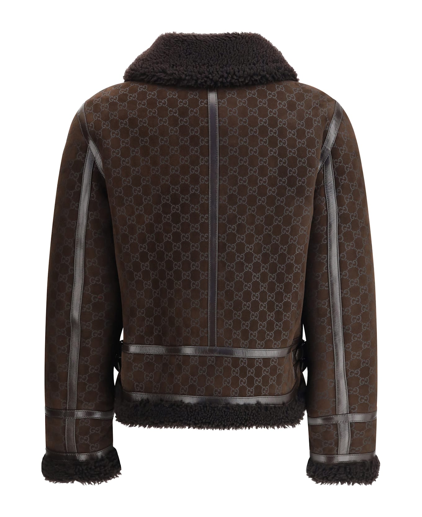 Gucci Leather Jacket With Gg Motif