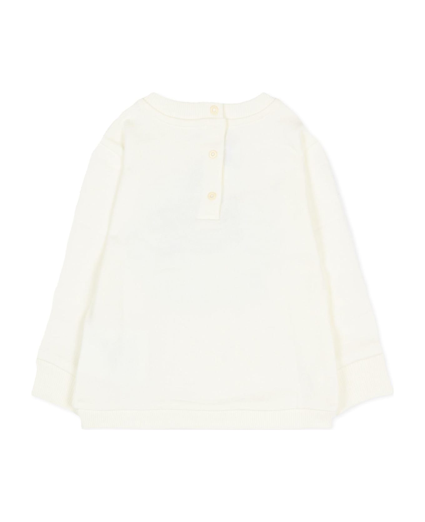 Etro Ivory Sweatshirt With Blue Logo And Flowers For Baby Girl - Ivory