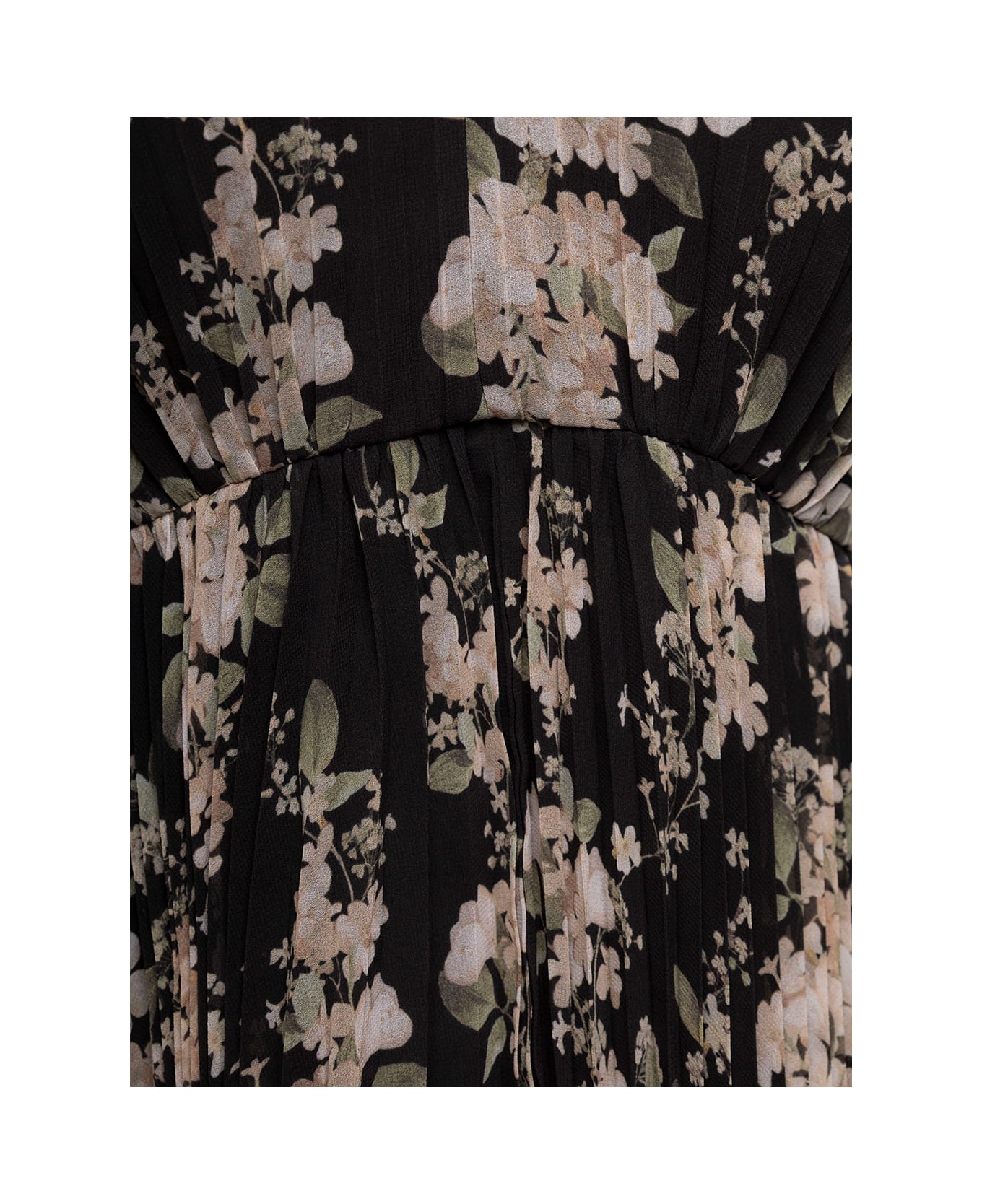 Zimmermann Black Floral-printed Pleated Sunray Mini Dress In Chiffon Woman - Multicolor
