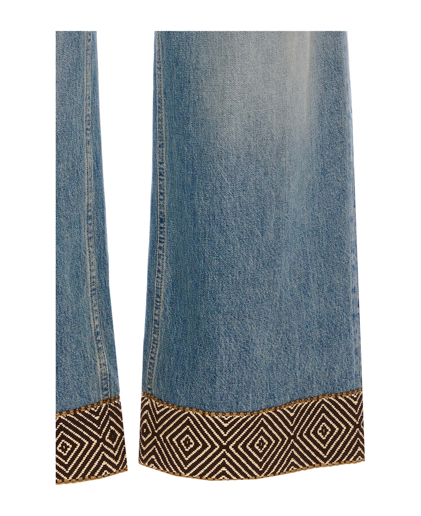 Valentino Garavani Jacquard Bottom Denim Pants - Blue