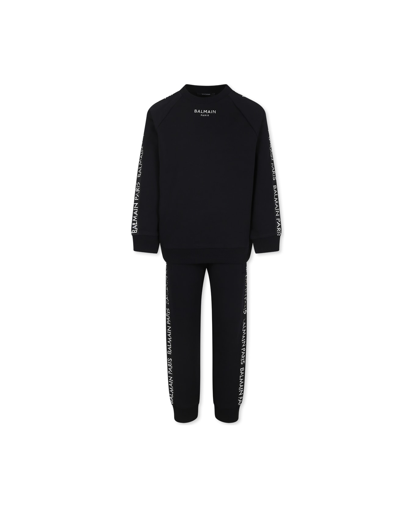 Balmain Black Suit For Kids With Logo - Black