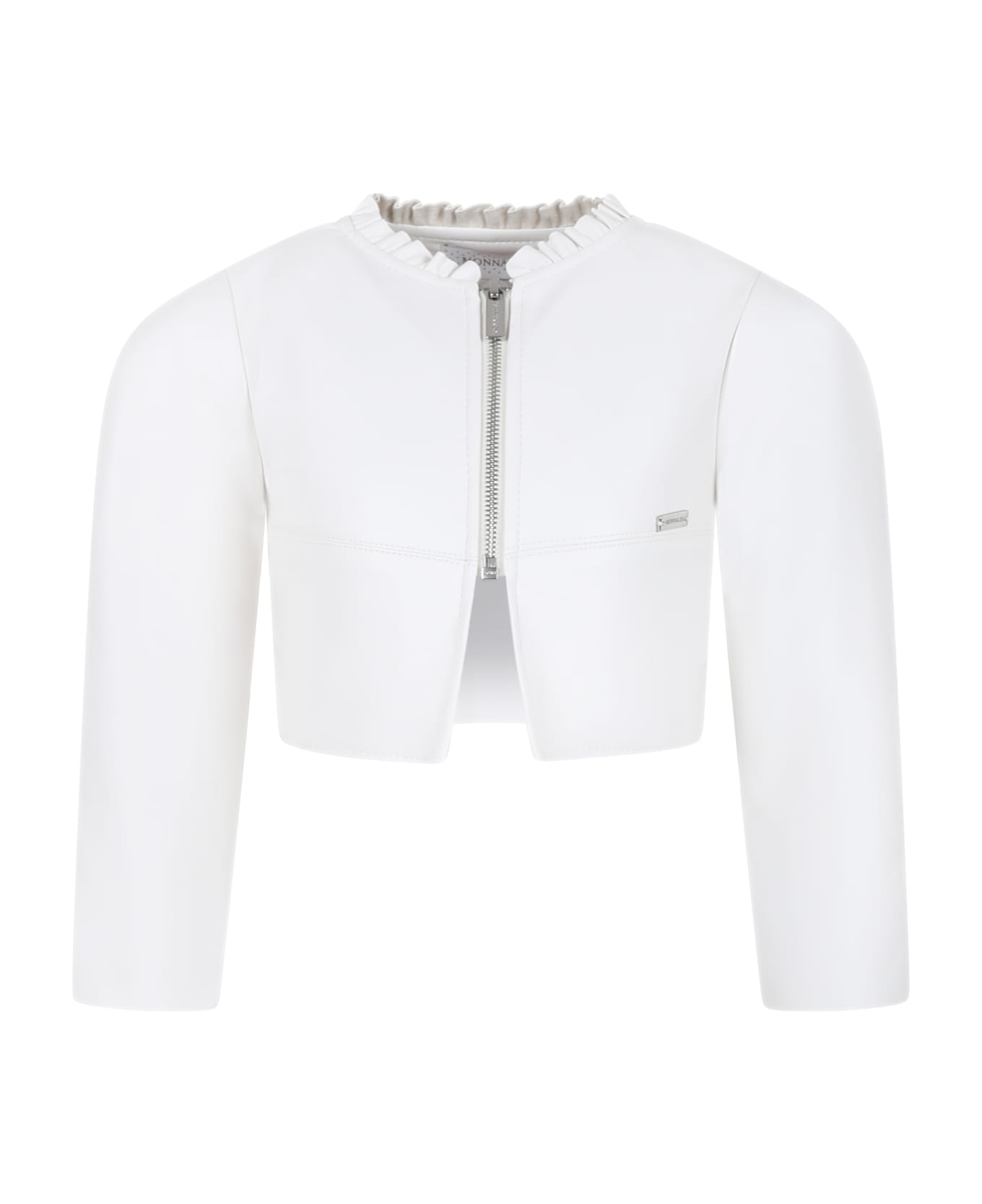 Monnalisa White Faux Leather Jacket For Girl - White コート＆ジャケット