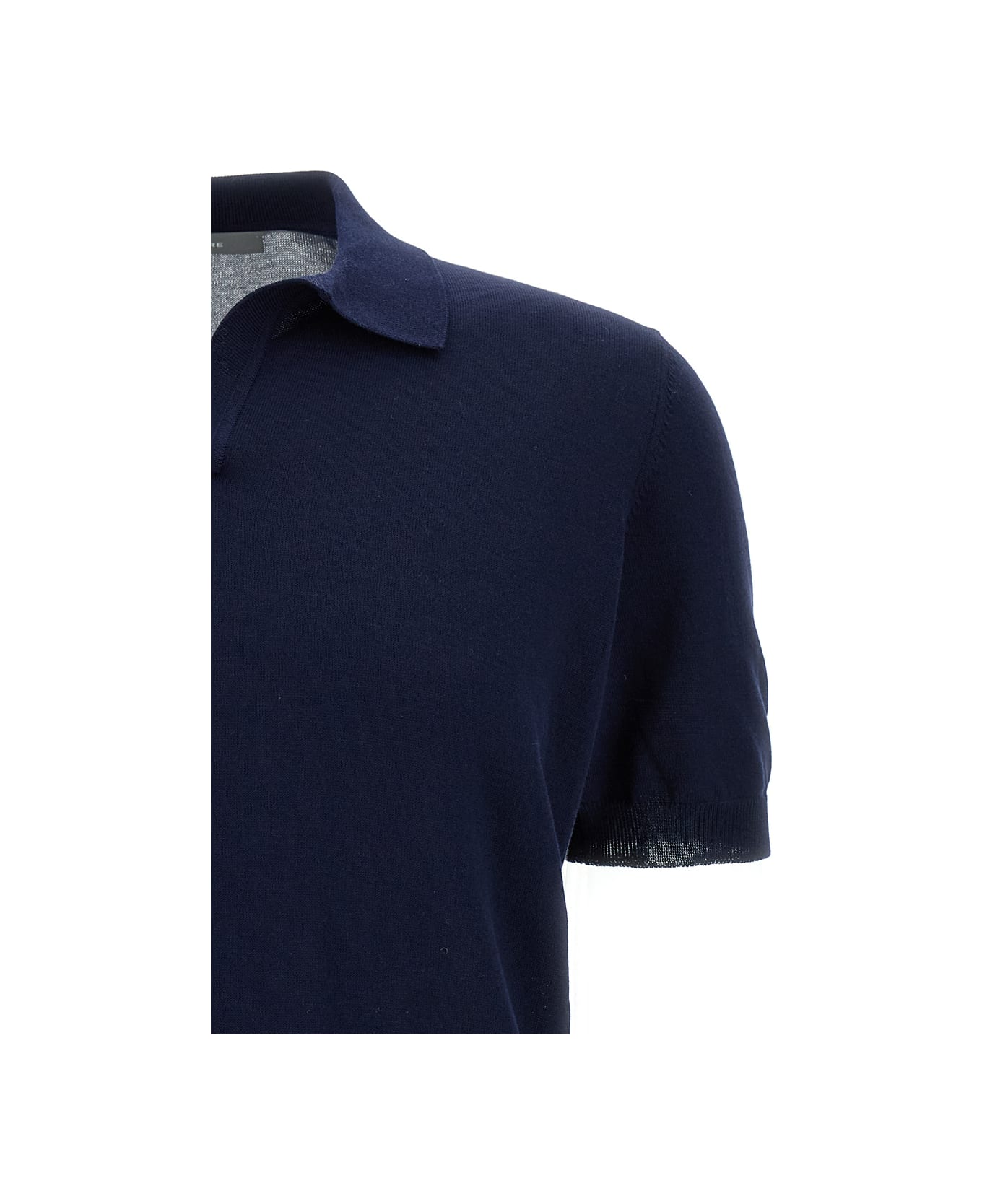 Tagliatore White Polo Shirt With Classic Collar Without Buttons In Cotton Man - Blu ポロシャツ