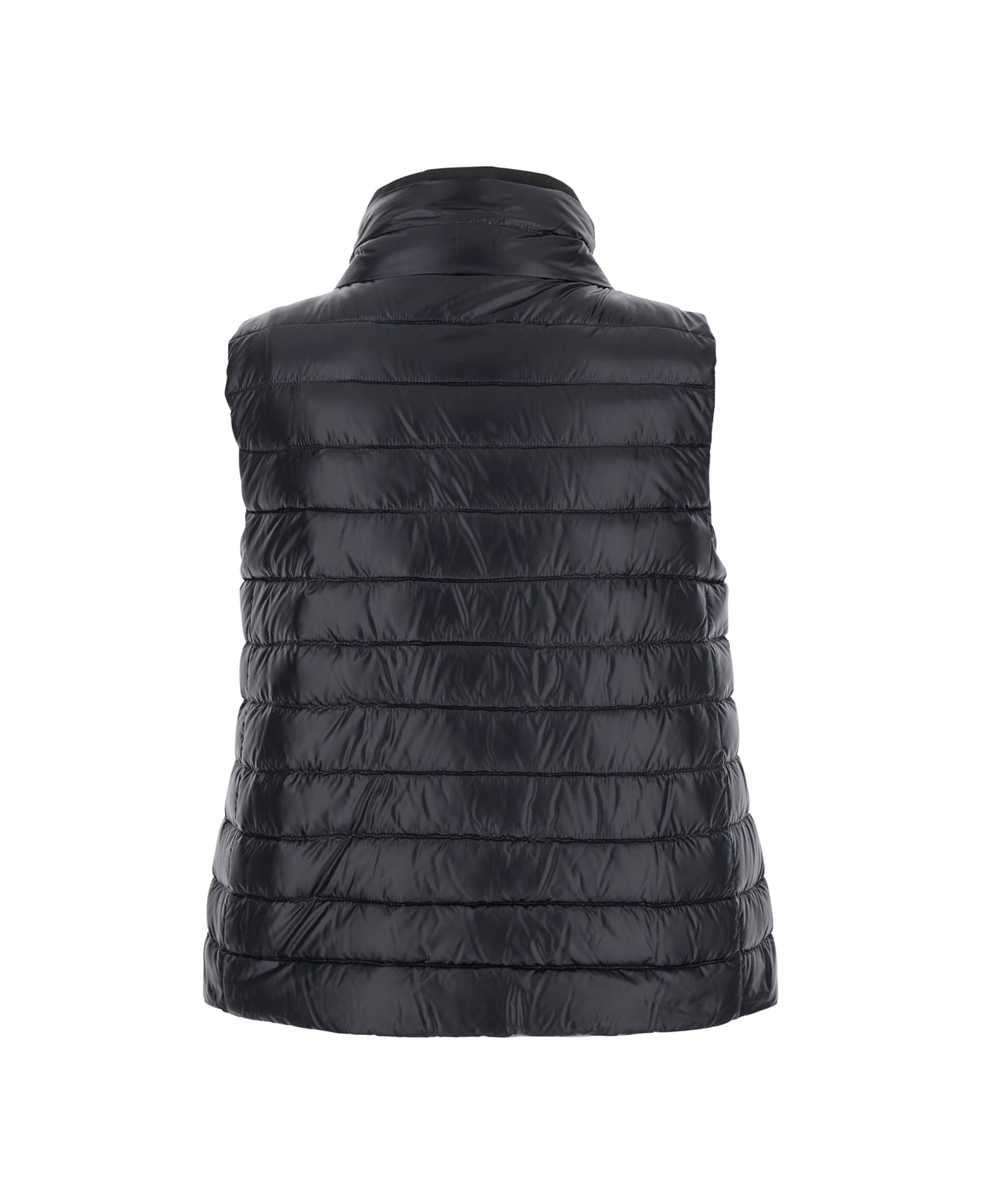 Herno Black Reversible Sleeveless Vest With High Drawstring Neck In Tech Fabric Woman - Black