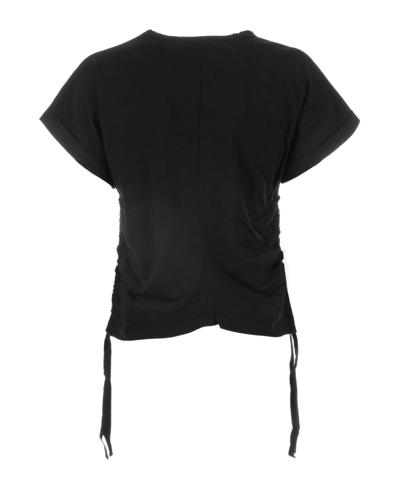 19.70 Nineteen Seventy Black T-shirt Withadjustable Side Gathering - NERO Tシャツ