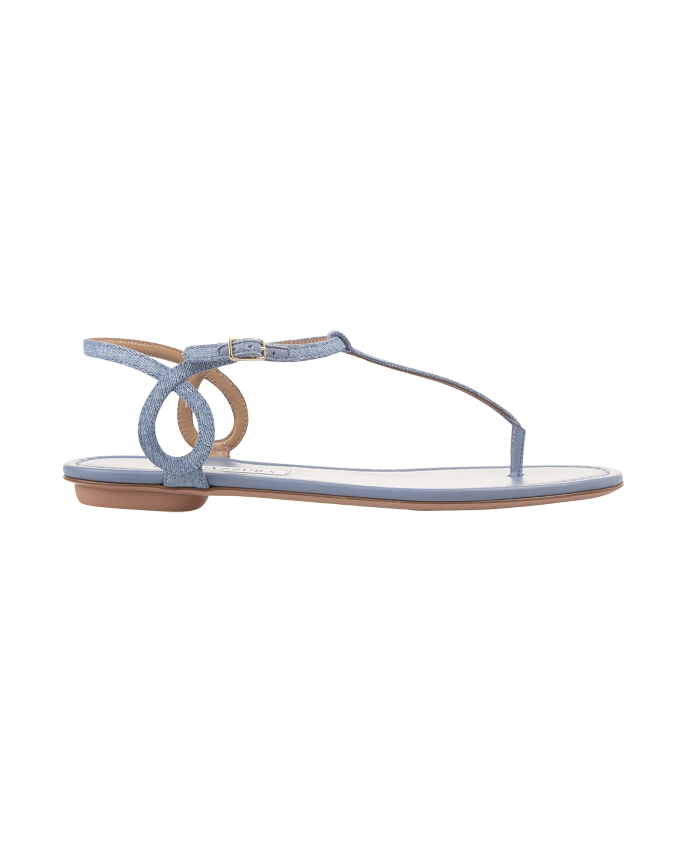 Aquazzura Blue Denim Almost Bare Sandals Flat - Blue