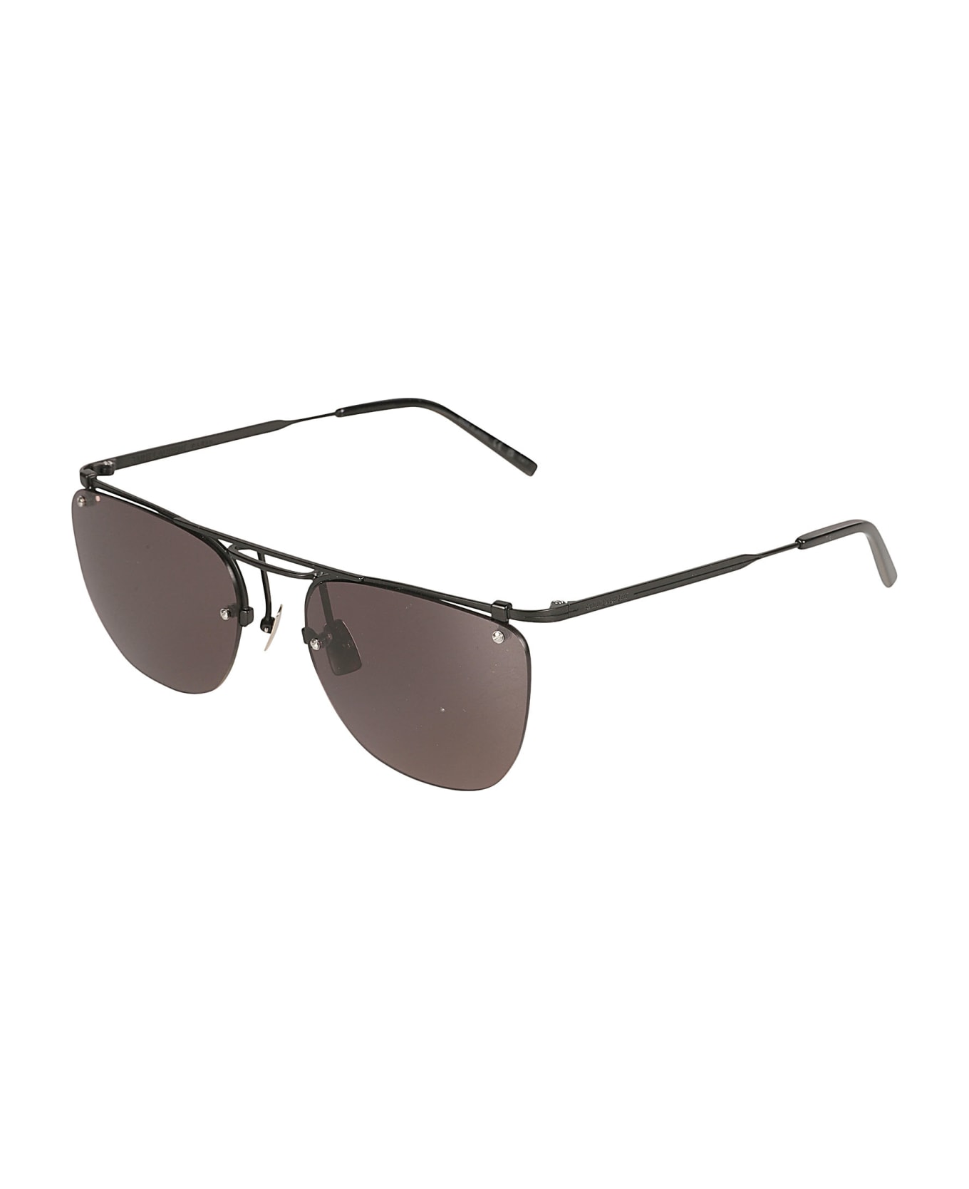 Saint Laurent Eyewear Straight Top Bar Oval Lens Sunglasses - Black サングラス