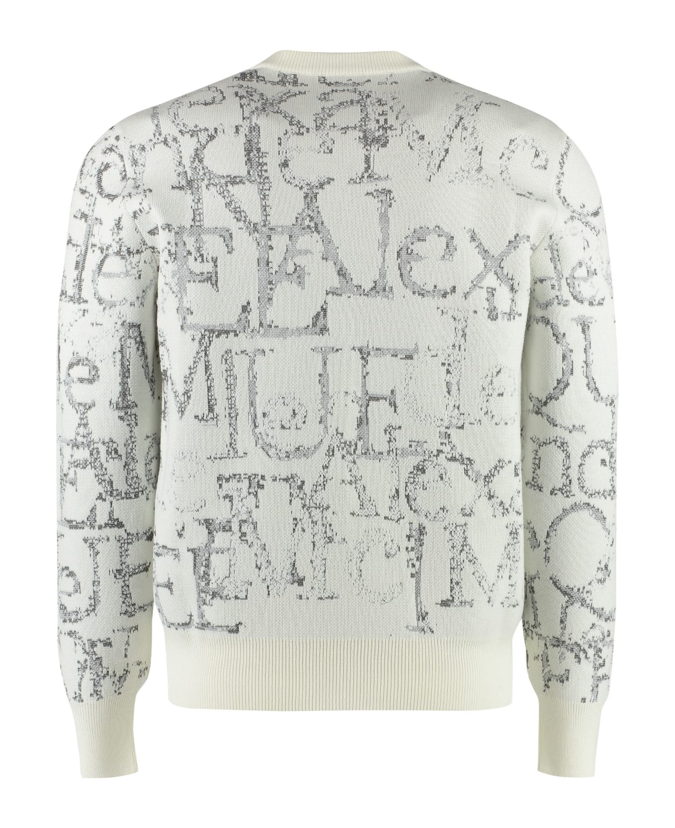 Alexander McQueen White Sweater With All-over Logo - Bianco